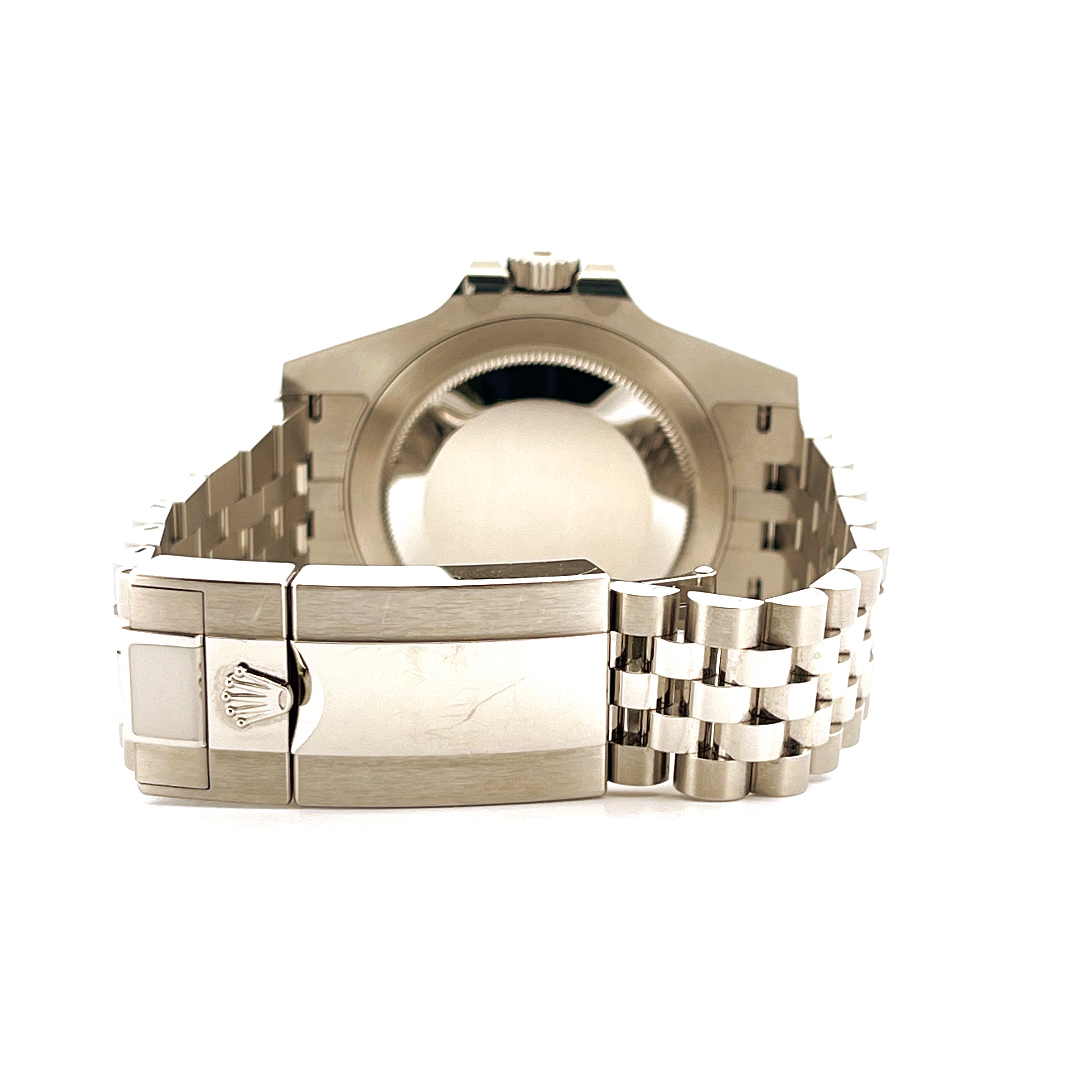 Rolex GMT-Master II Bruce Wayne von der Seite, Edelstahl-Jubilee-Armband und Schließe