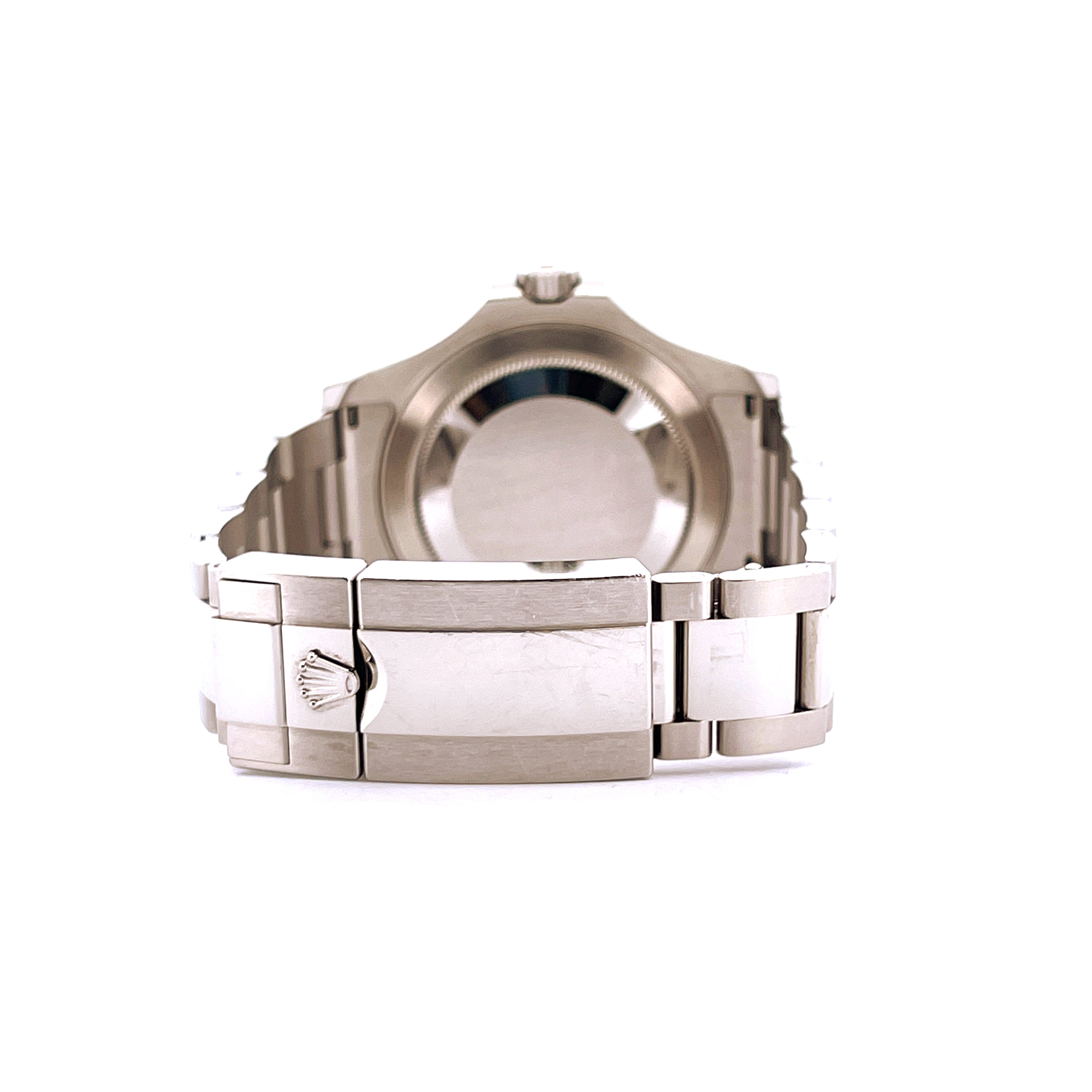 Rückansicht einer Rolex Yacht-Master 40 Blue aus Edelstahl mit charakteristischer Schließe