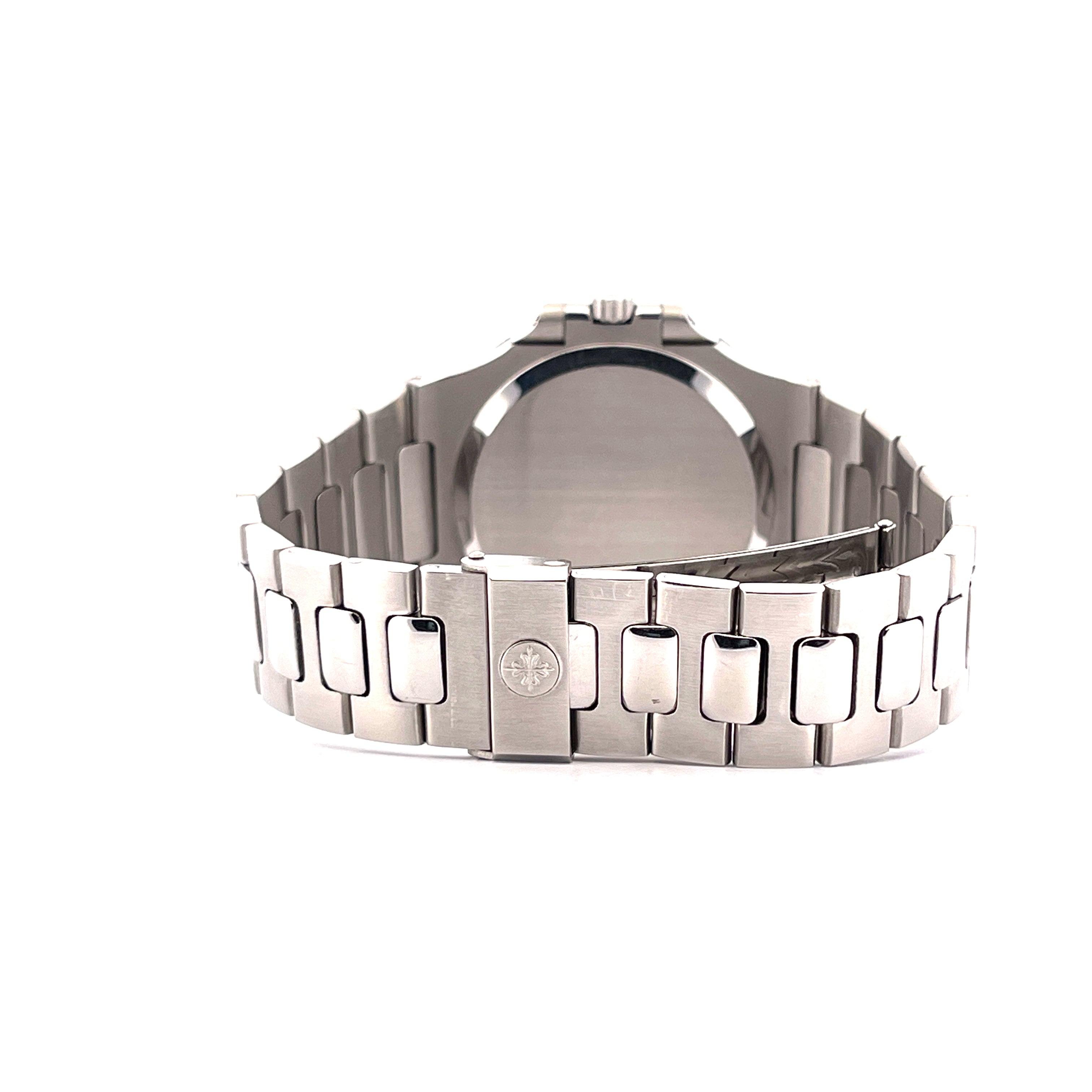 Patek Philippe Nautilus Jumbo 3700/1 aus Edelstahl mit schlichtem Armband und Logo auf der Schließe