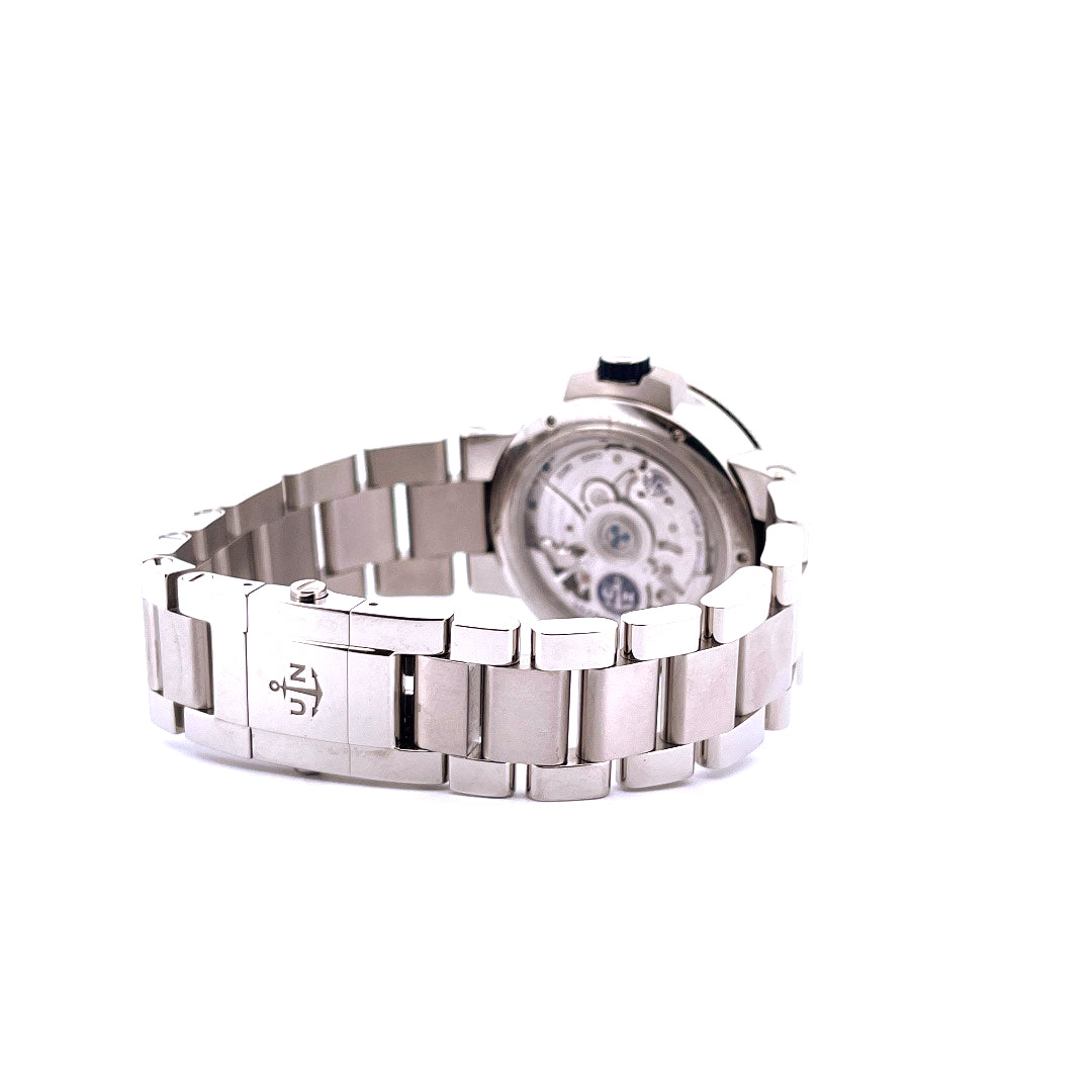 Ulysse Nardin Marine Chronometer Annual Calendar, Stahlarmband mit Schließe mit UN-Logo, Rückseite mit Uhrwerk