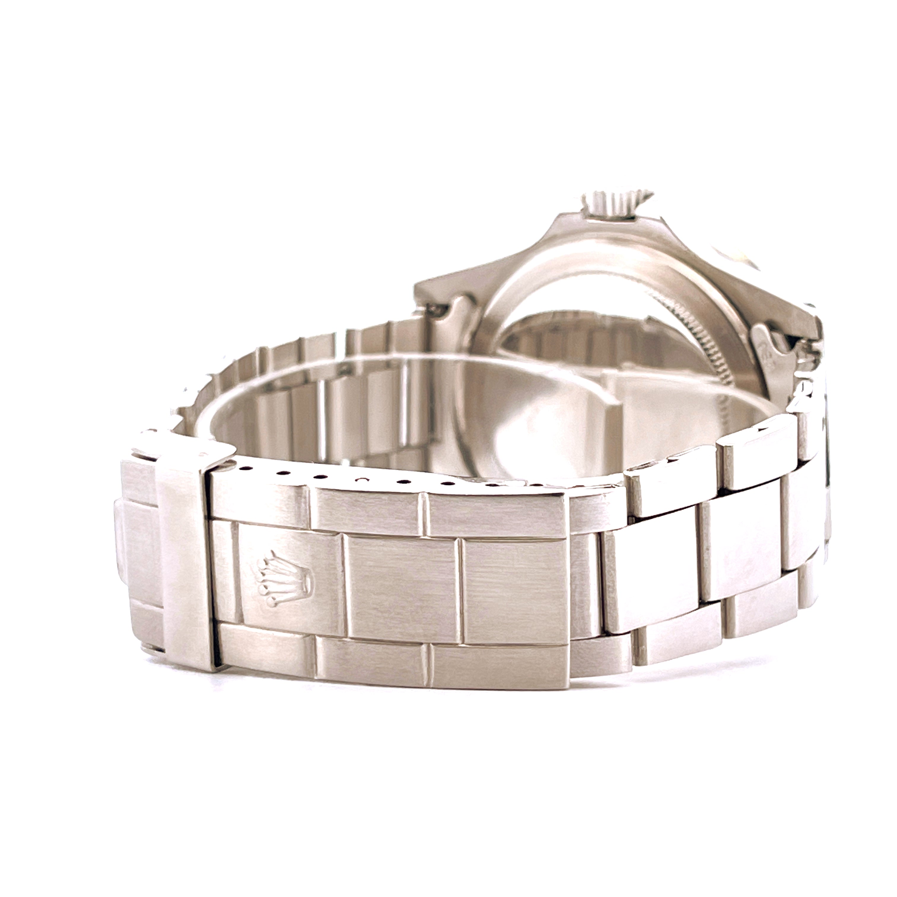 Rolex Submariner Date MK5 Ref. 1680 von 1972, Stahlarmband und Schließe im Detail von der Seite mit weißem Hintergrund