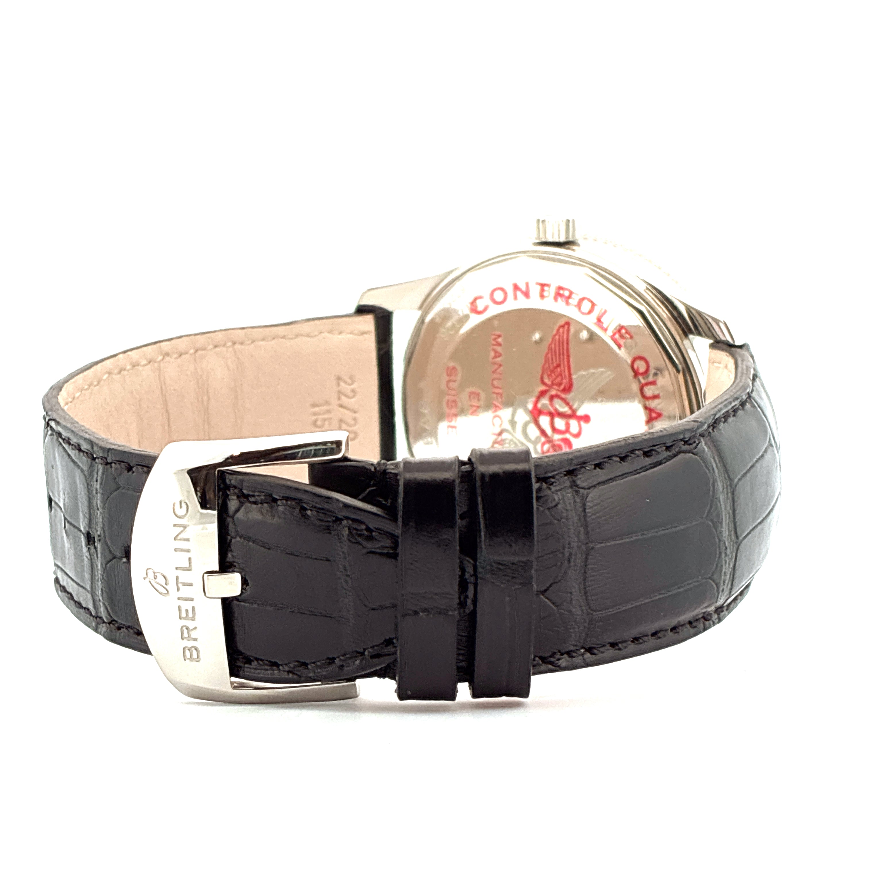 Breitling Navitimer Automatik 41 mit schwarzem Krokodillederarmband und Stahlschließe