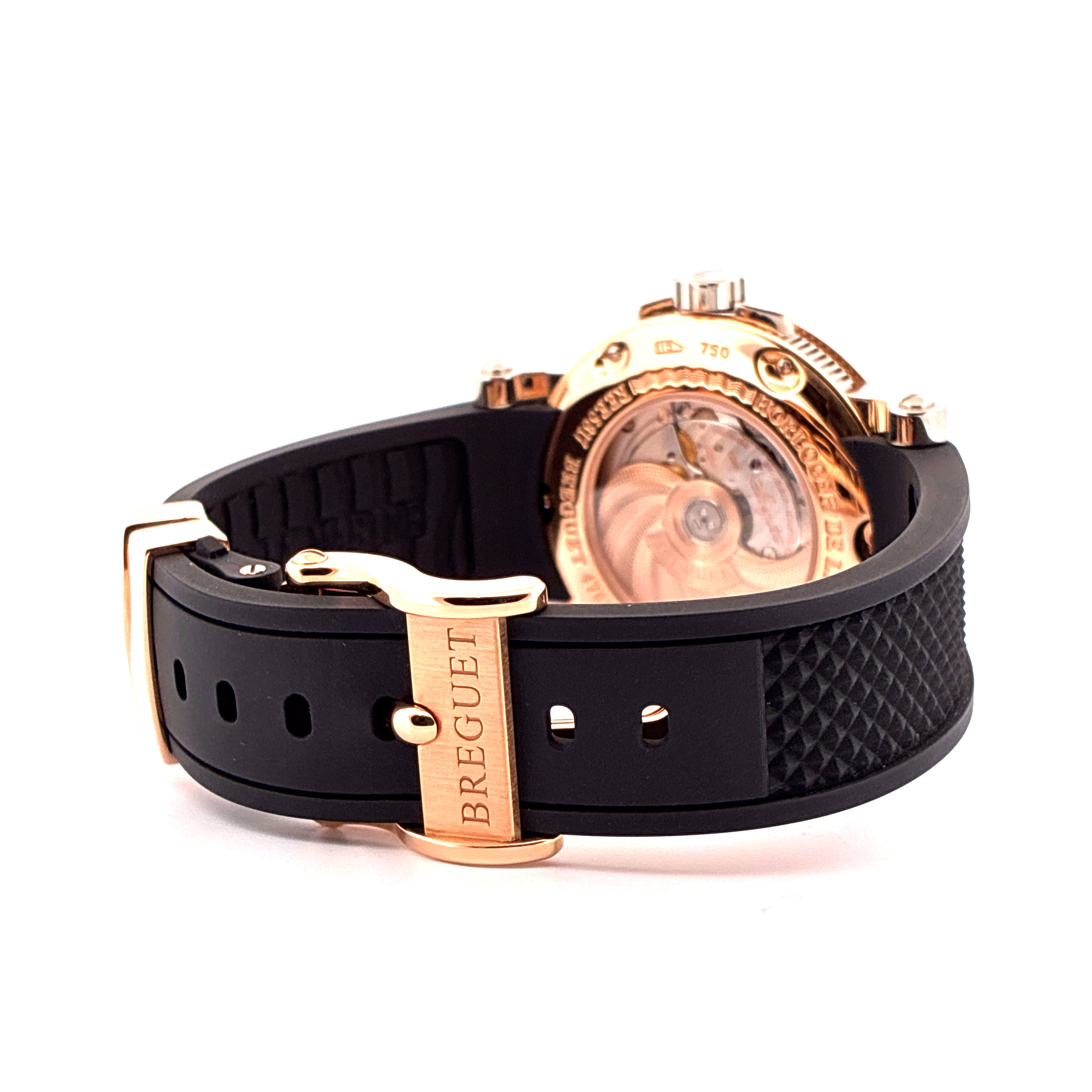 Breguet Big Date Marine Roségold Kautschukarmband mit Faltschließe Seitenansicht