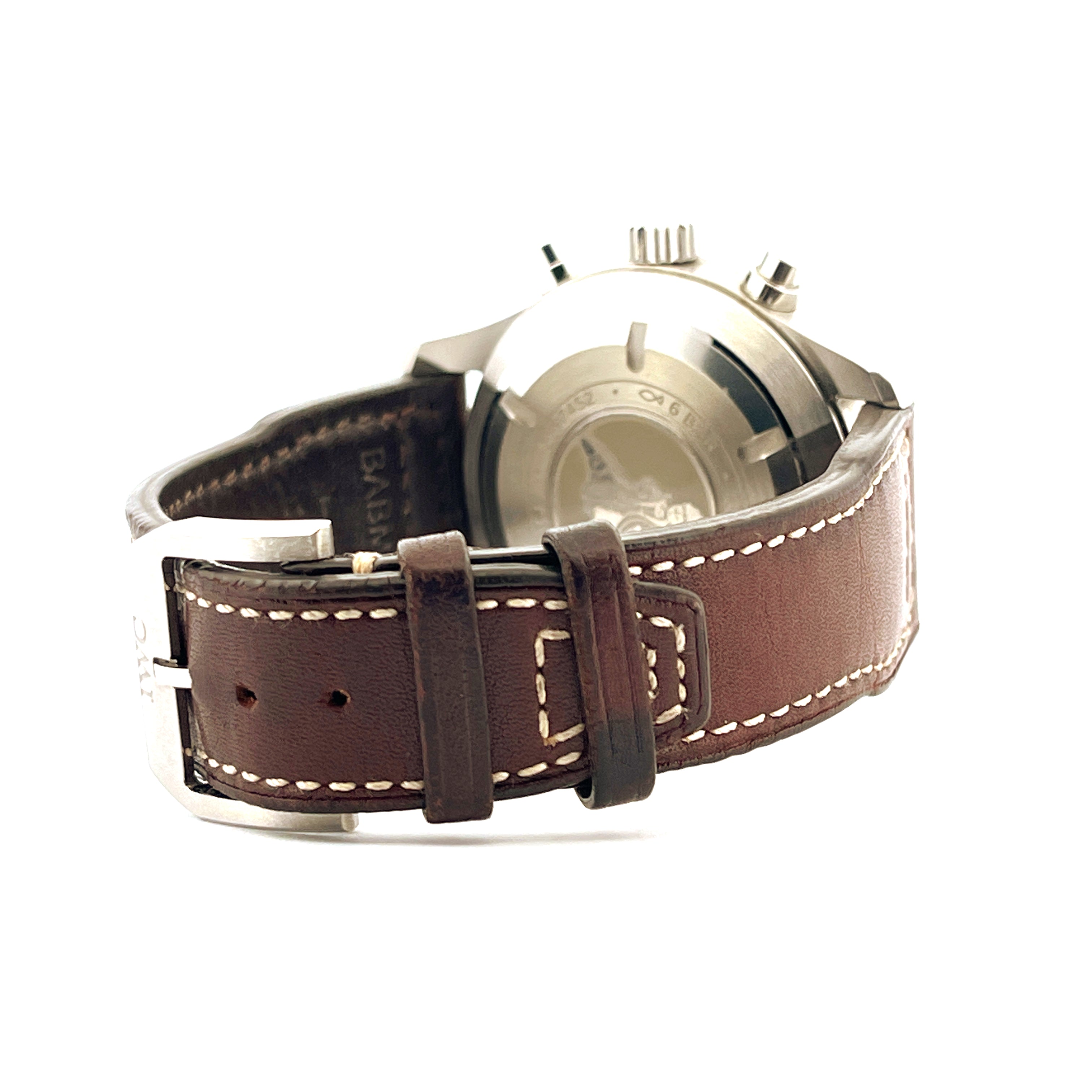 IWC Pilot Chronograph Le Petit Prince Rückseite mit Lederarmband und Stiftschließe