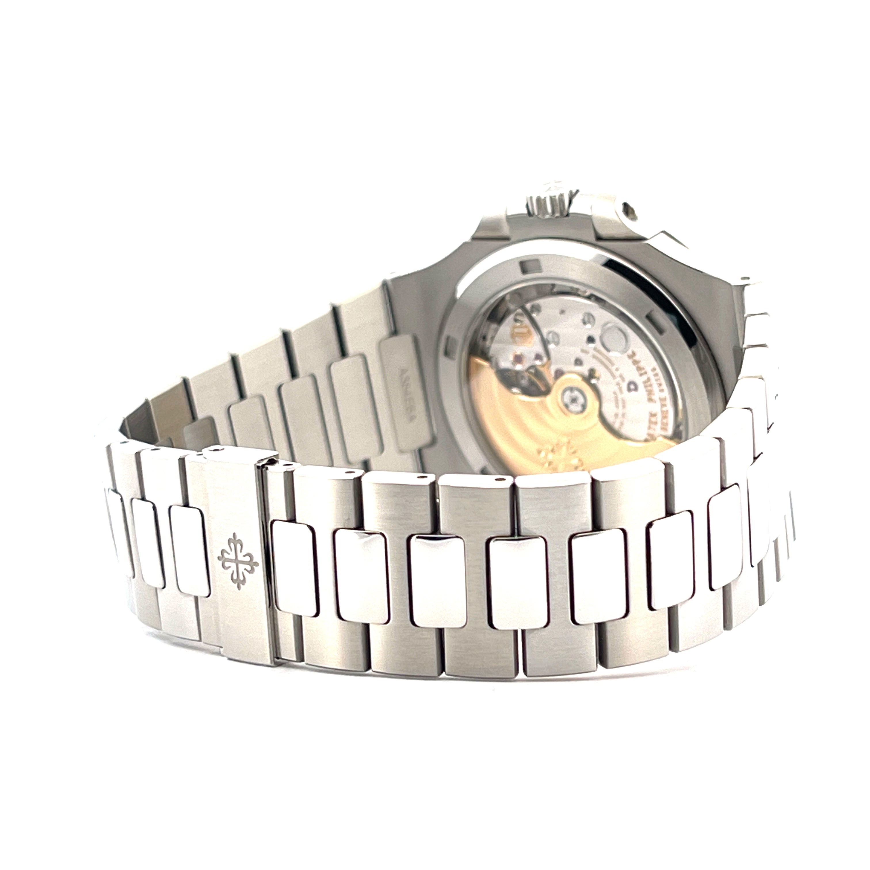 Patek Philippe Nautilus 5711/1A-014 Rückseite mit Automatikwerk und Edelstahlarmband