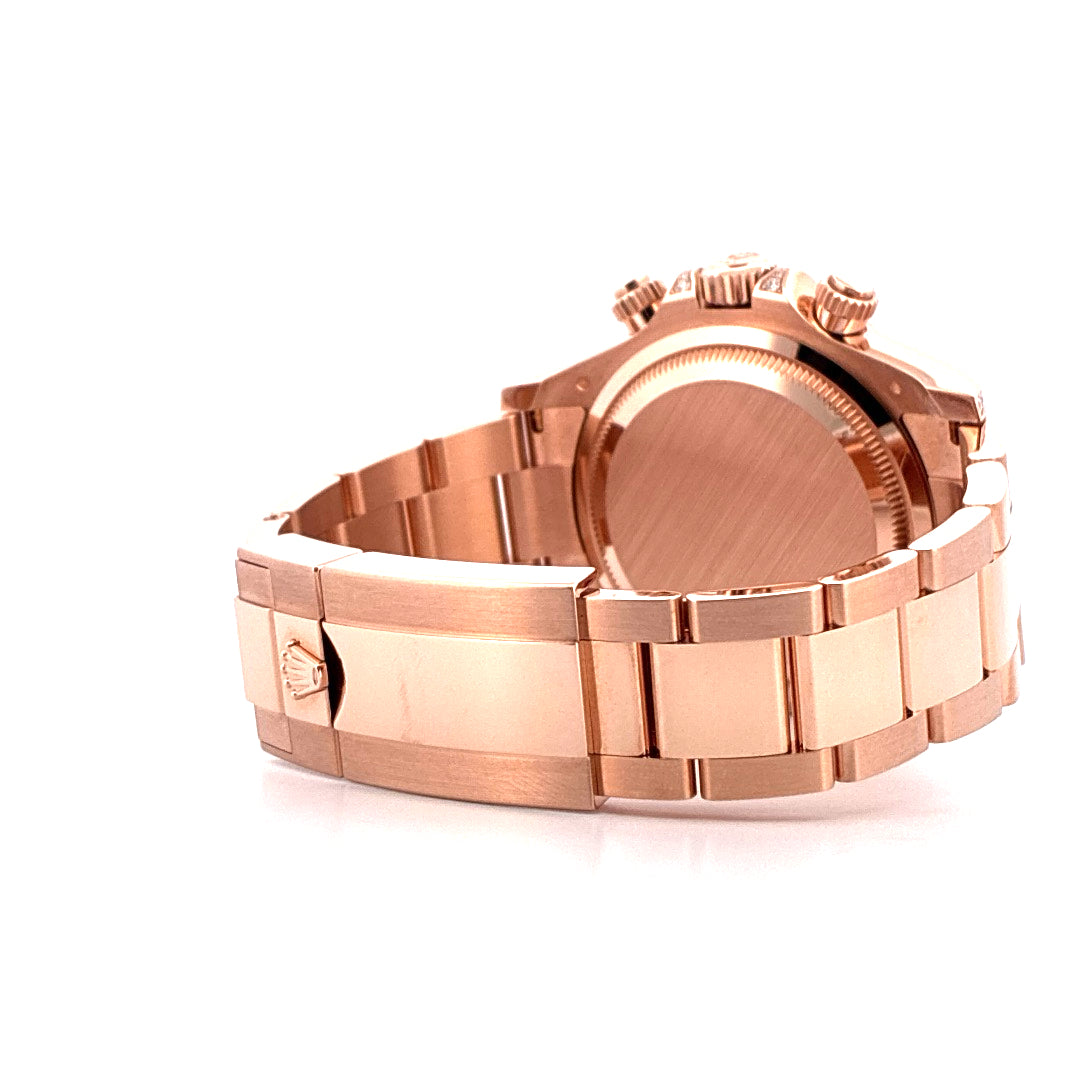 Rolex Daytona aus Roségold mit Diamanten, Seitenansicht mit Schließe
