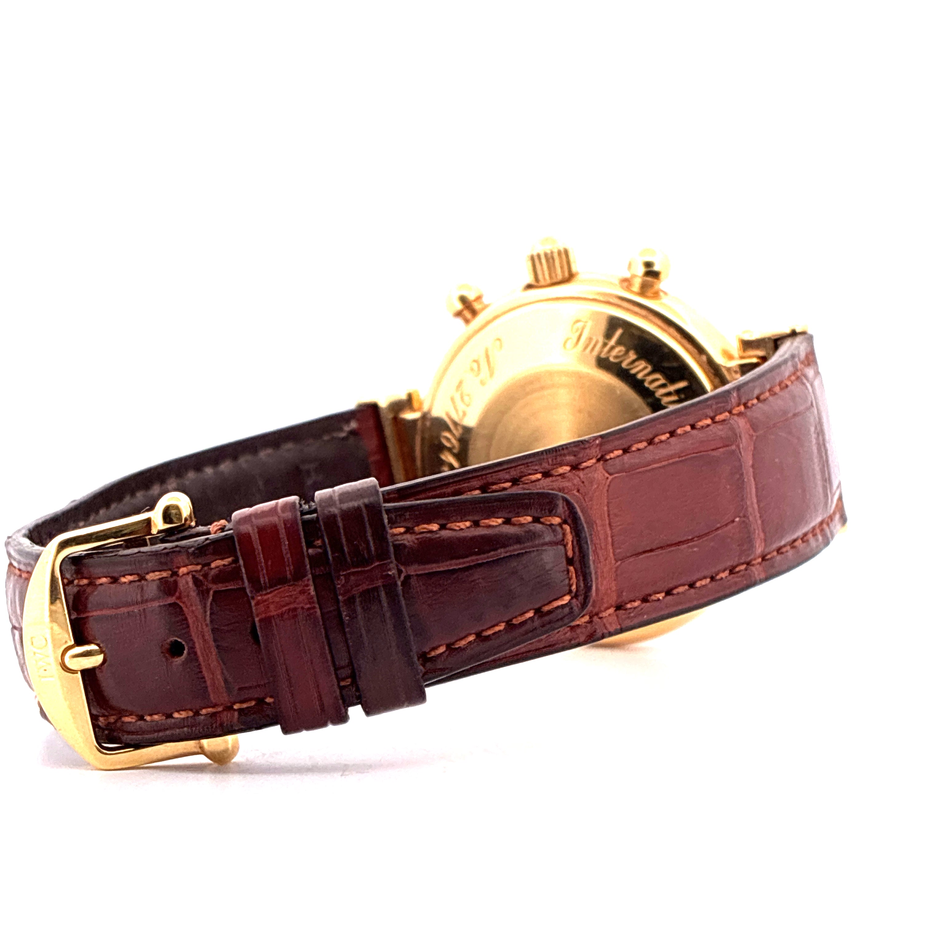 IWC Da Vinci Perpetual Calendar Gelbgold mit braunem Krokoarmband und Gold-Faltschliesse