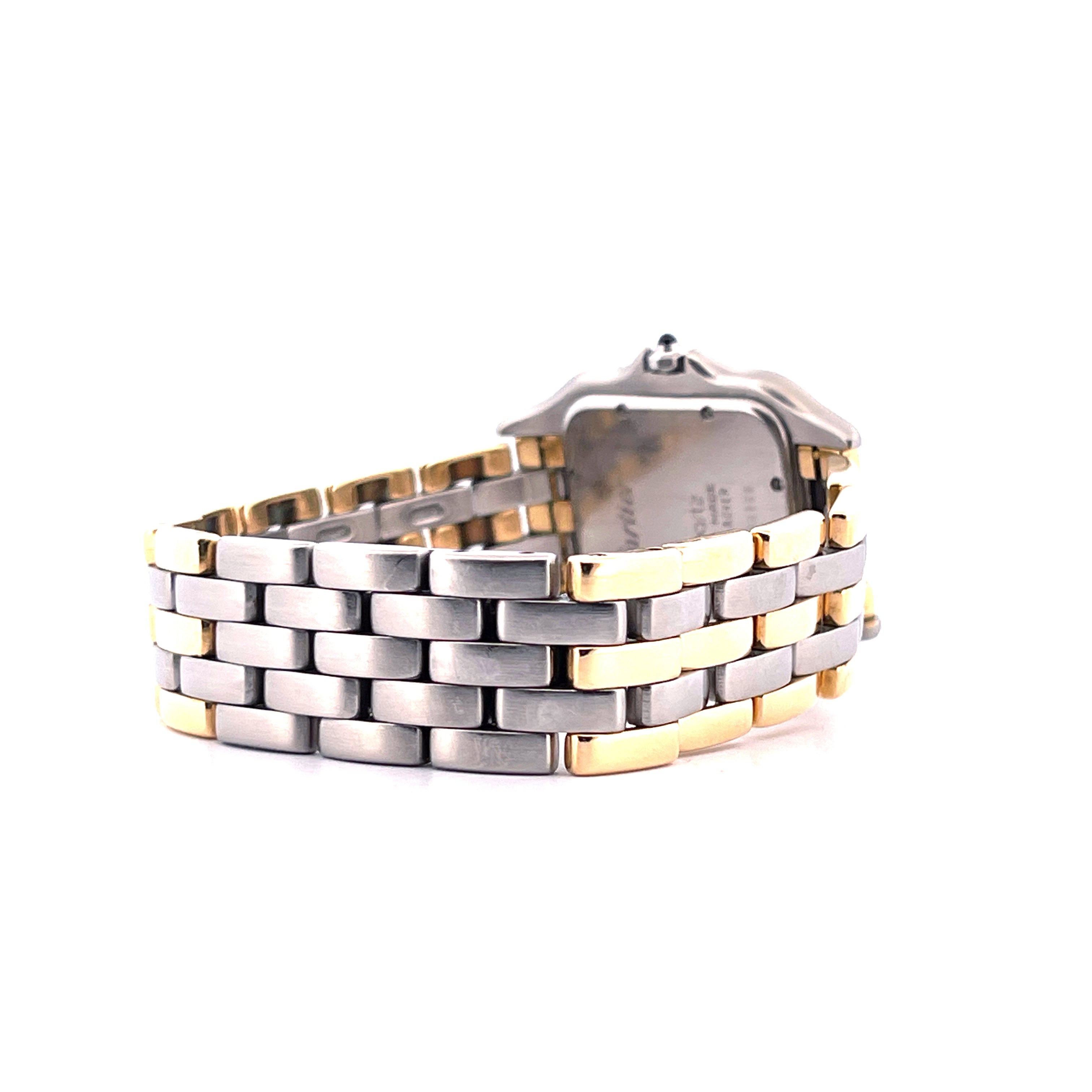 Cartier Panthere Jumbo Vintage 1986 von der Seite, Bicolor-Armband aus Edelstahl und Gelbgold