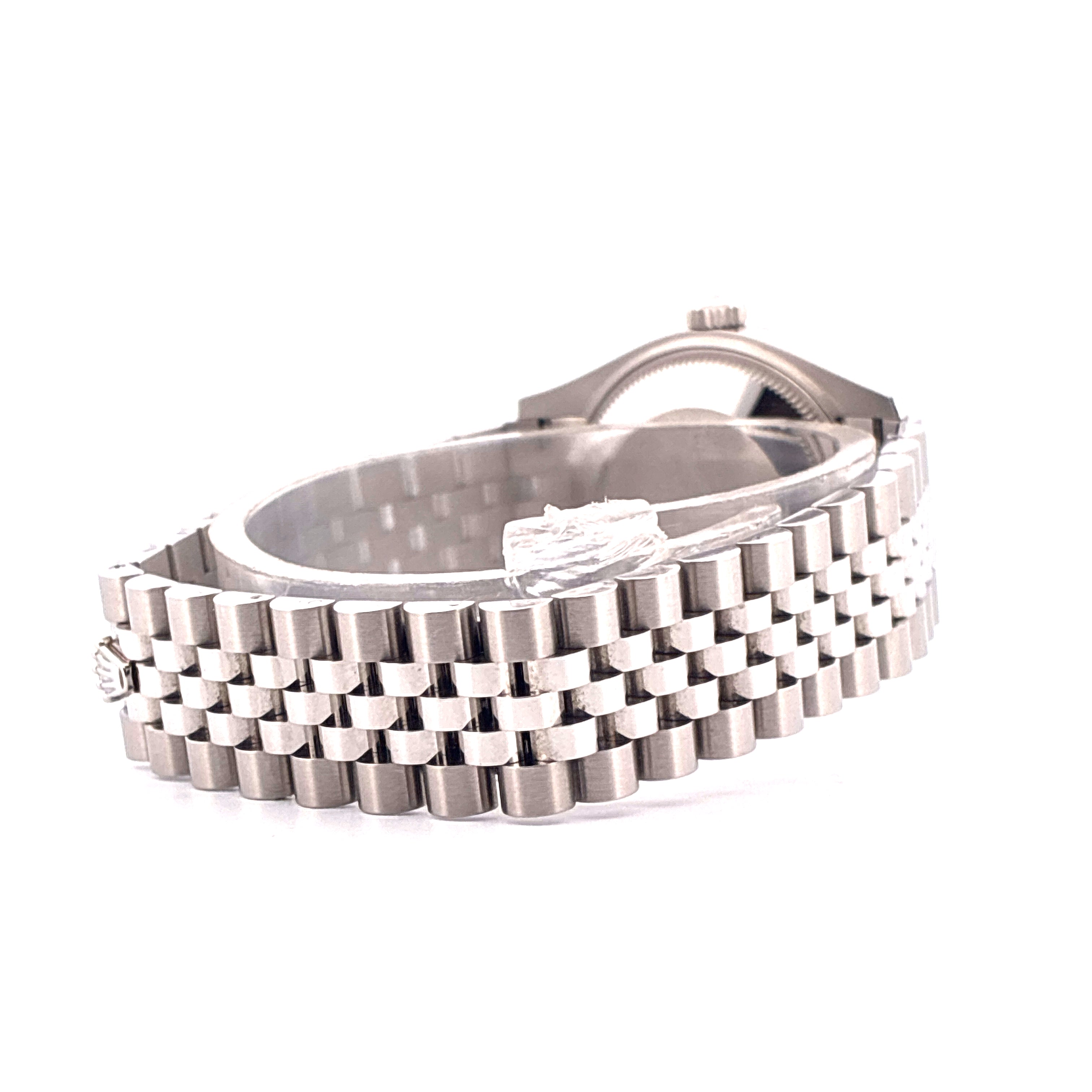 Rolex Datejust 31 in Stahl und Weißgold Seitenansicht mit Jubilé-Armband
