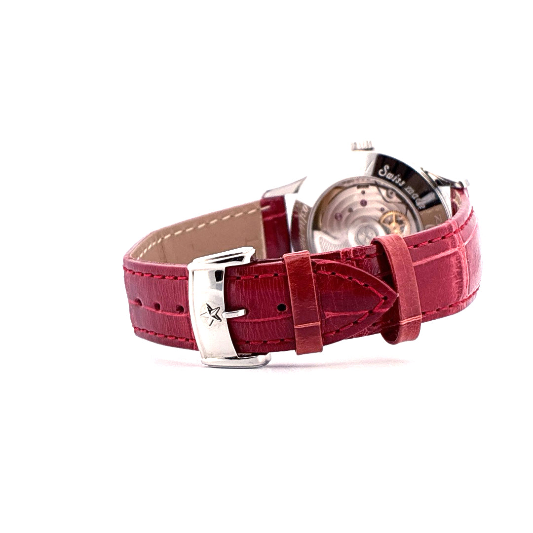 Zenith Class Elite Automatic 33mm Damenuhr mit rotem Kroko-Lederarmband und Sternschließe
