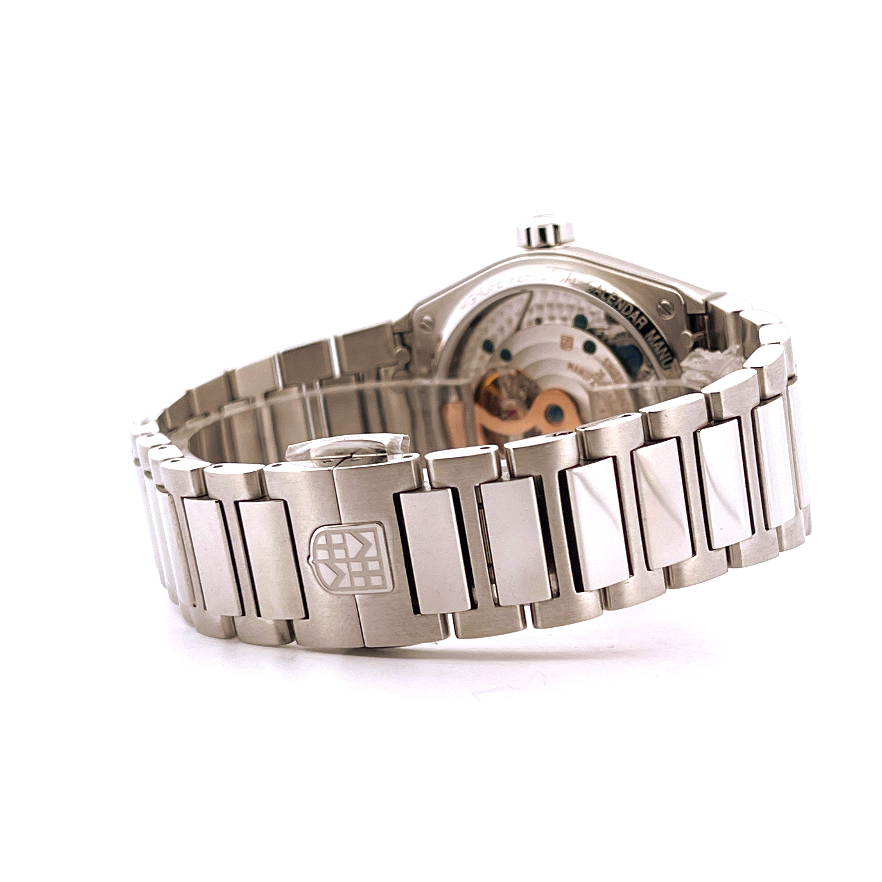 Frederique Constant Highlife Perpetual Calendar Manufacture Automatique von der Seite mit teilweiser Sicht auf das Uhrwerk