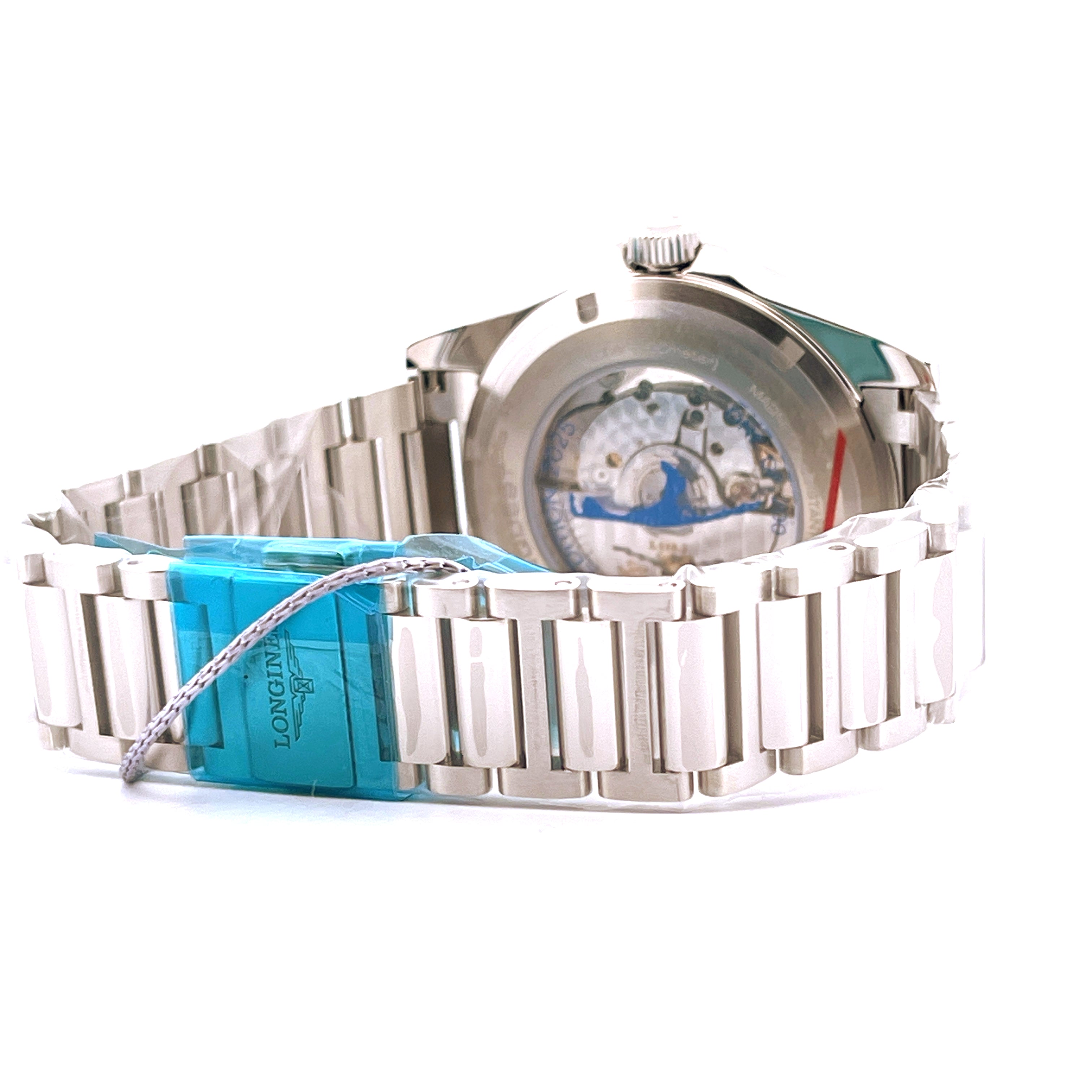 Longines Conquest SYLT EDITION 1 of 200 Rückseite mit Sichtboden und Edelstahl-Armband