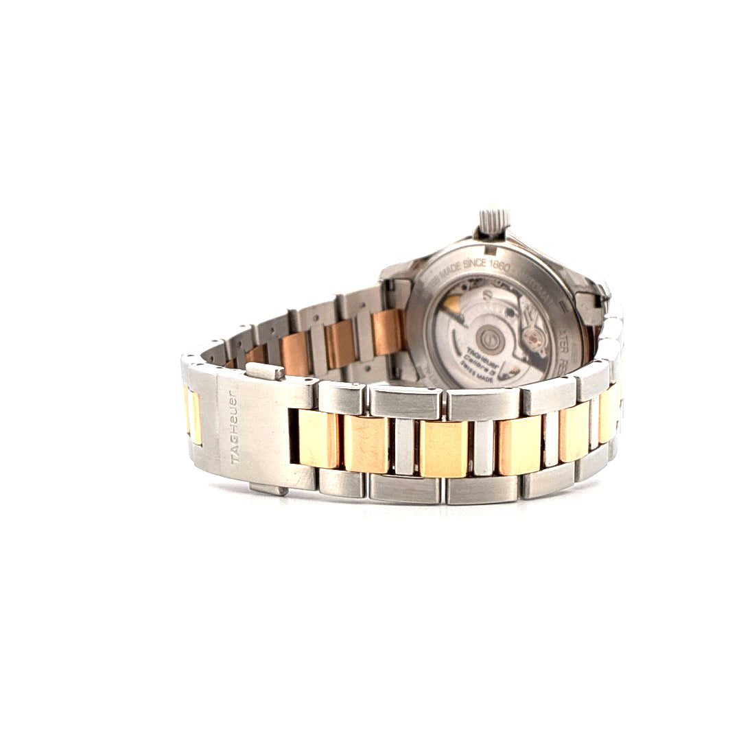 Tag Heuer Aquaracer 34mm Stahl-Gold Automatik mit Sichtboden und bicolor Armband