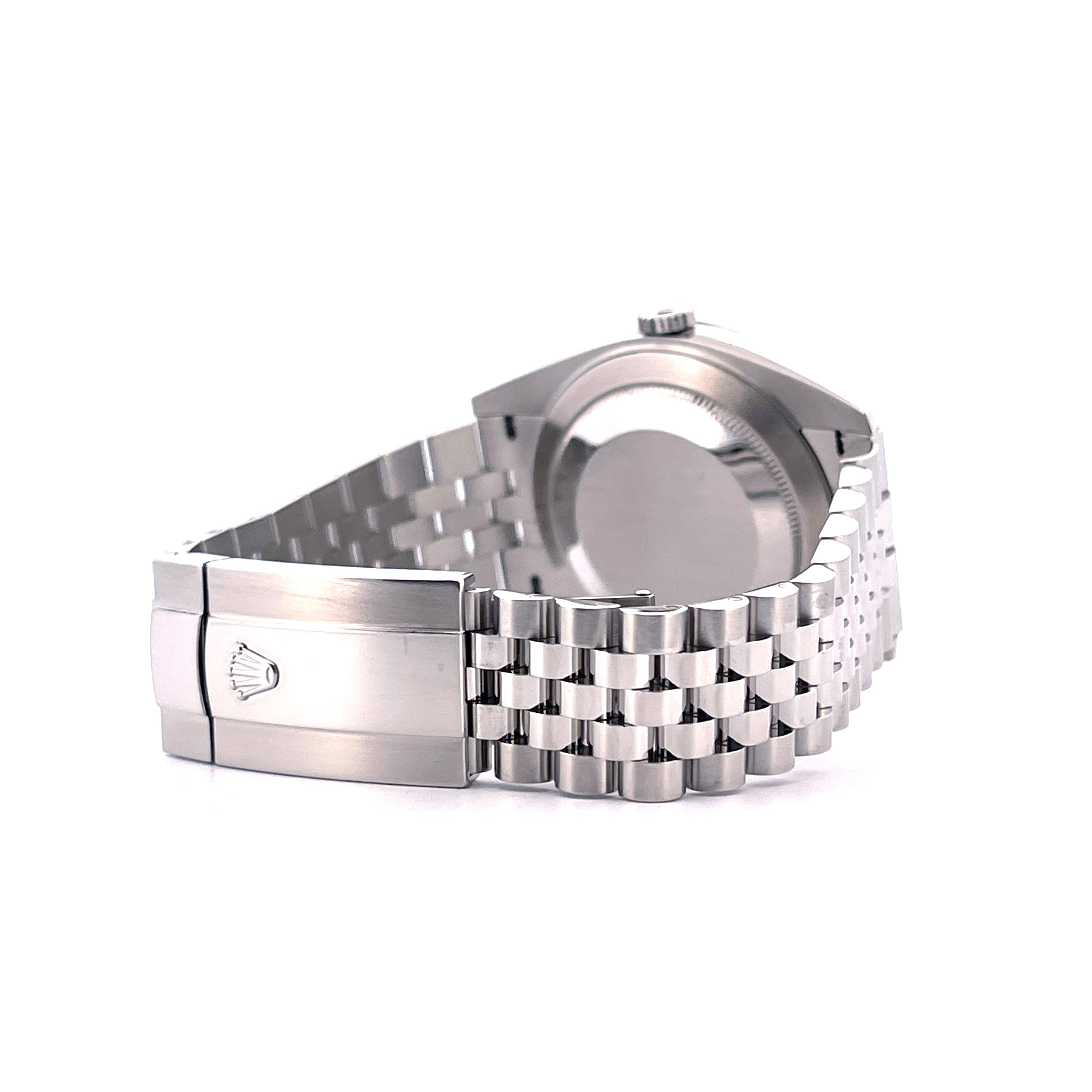 Rolex Datejust 41 Wimbledon von der Seite mit Oyster-Band und Schließe mit Krone