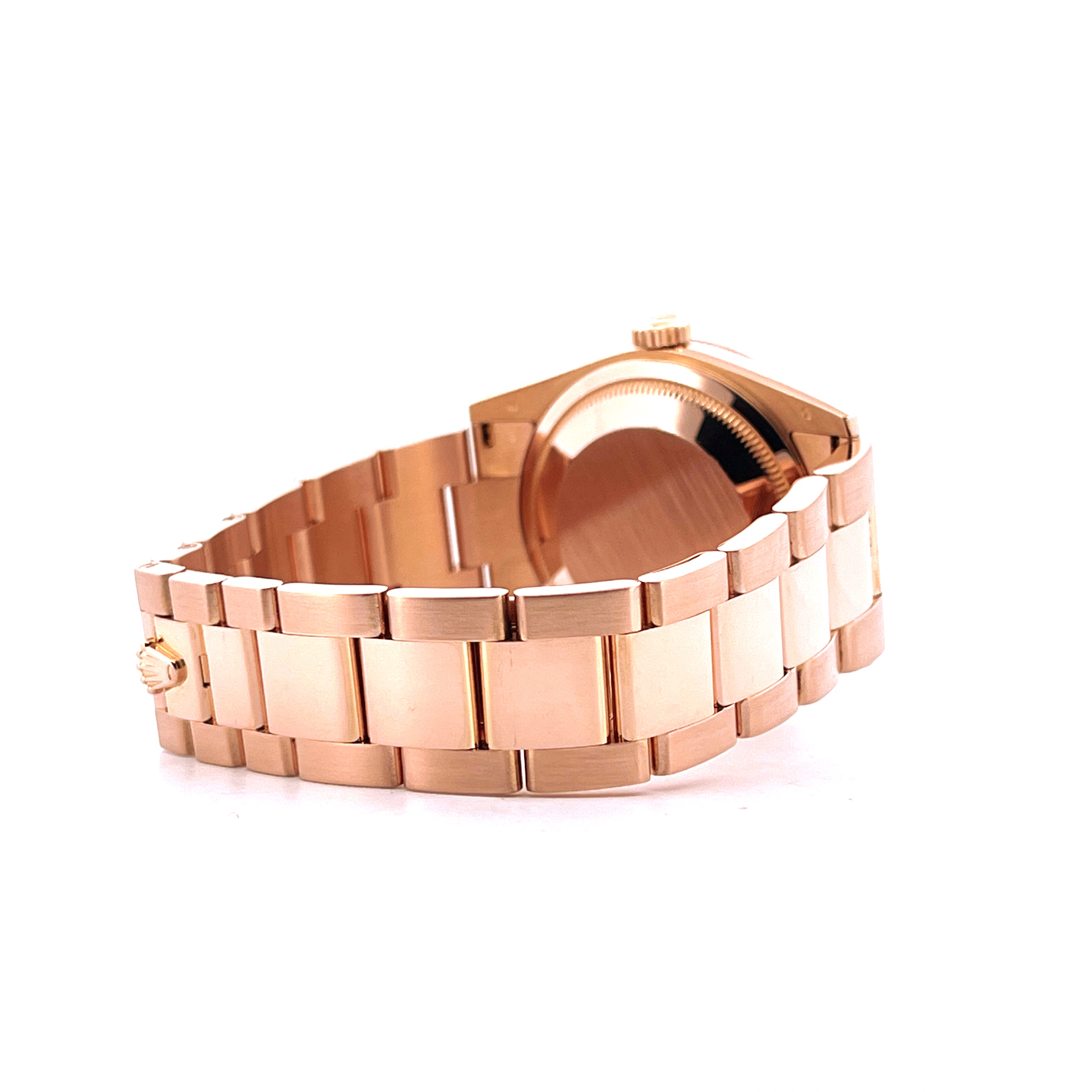 Rolex Day-Date 36 Roségold 118205F Automatik mit Oyster-Armband im Detail von der Seite