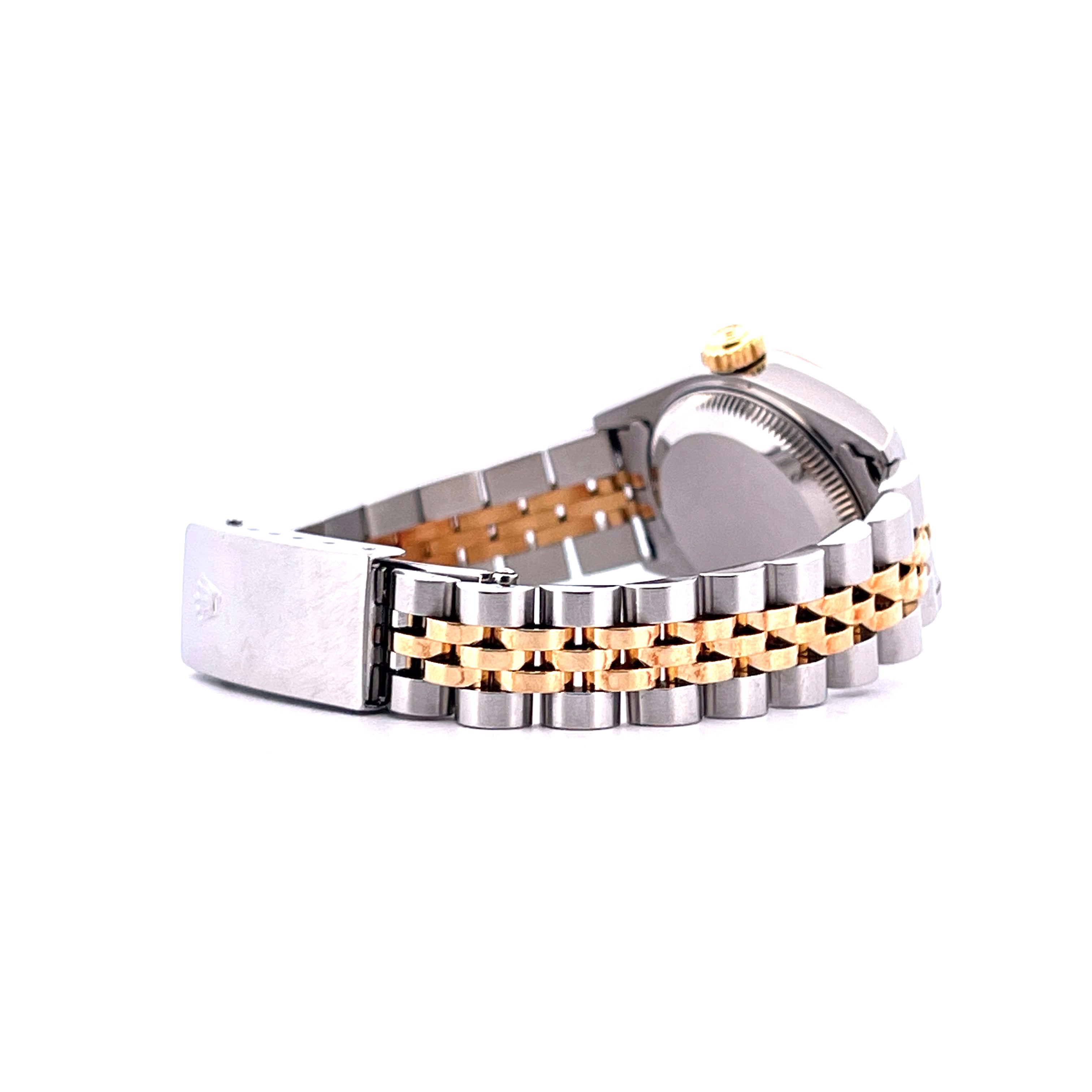Rolex Lady-Datejust Bicolor, Seitenansicht des bicolor Stahl-Gold-Armbands und der Schließe