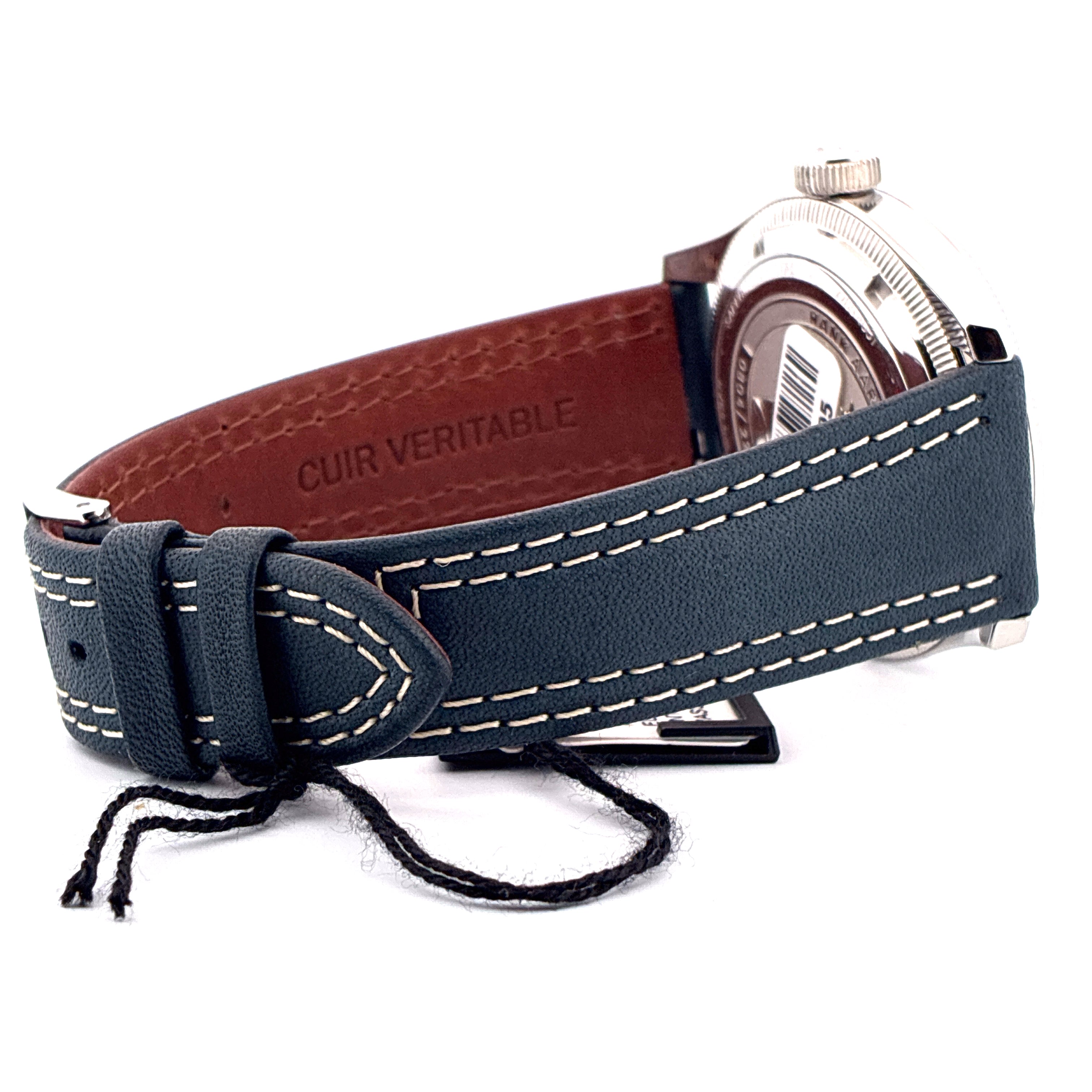 Oris Big Crown Hank Aaron Limited Edition mit blauem Lederarmband und sichtbarer Rückseite