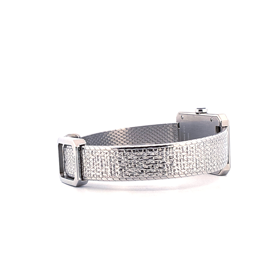 Chanel Boyfriend Uhr mit funkelndem, rechteckigem Edelstahlgehäuse und Diamantenbesatz