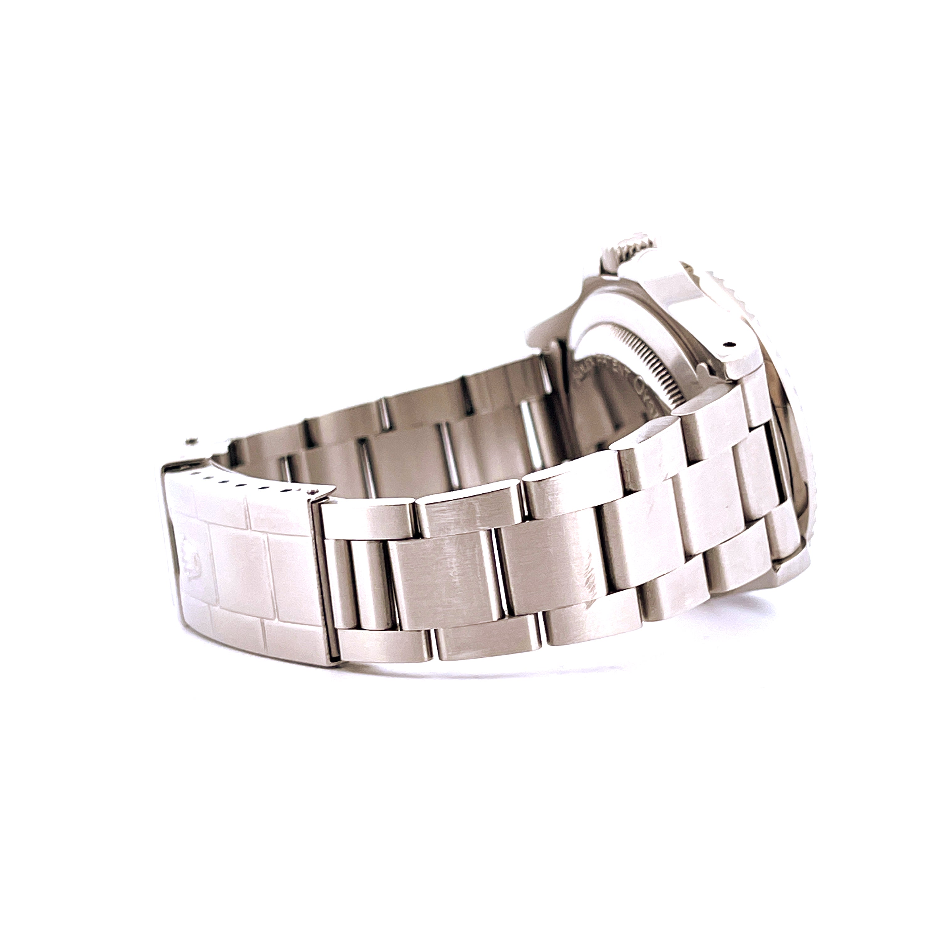 Side view of a Rolex Sea-Dweller 1665 Great White steel watch band and clasp