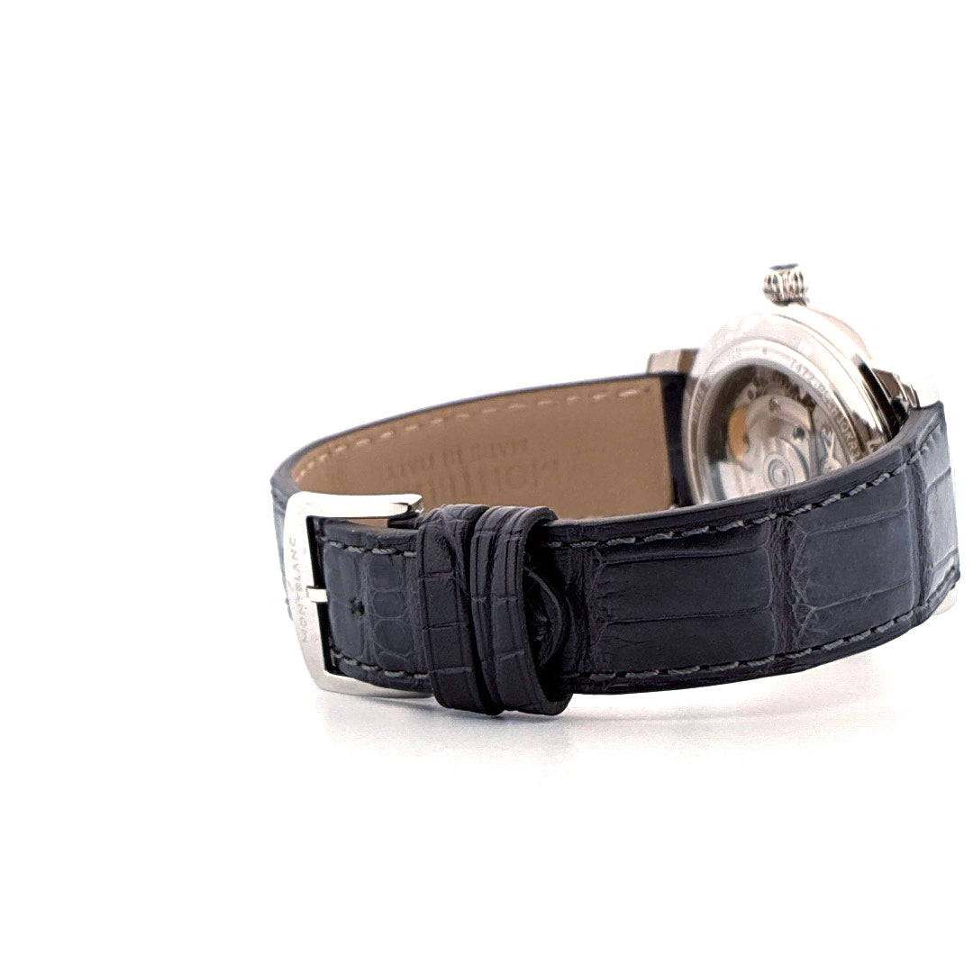 Montblanc Star Legacy Small Second mit schwarzem Lederarmband und Edelstahlschließe