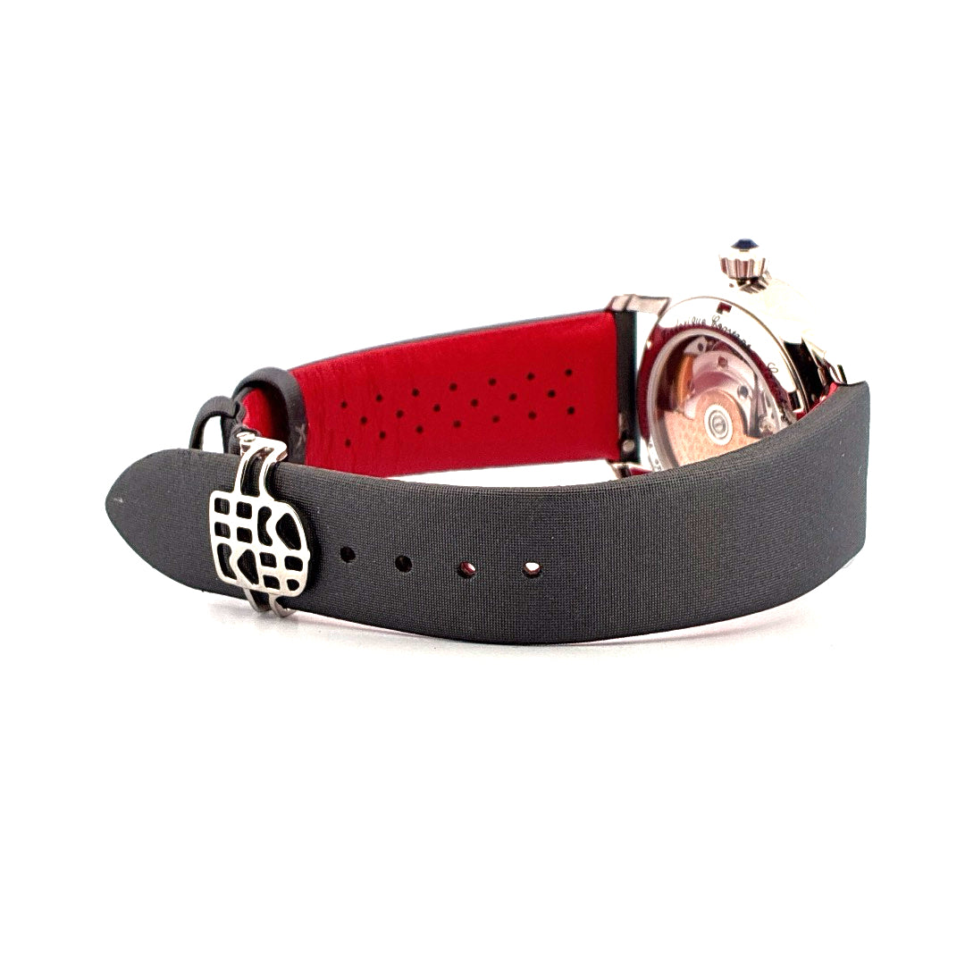 Frederique Constant Ladies Automatic World Heart Federation 34 mm mit rotem Innenband und silberner Logoschließe