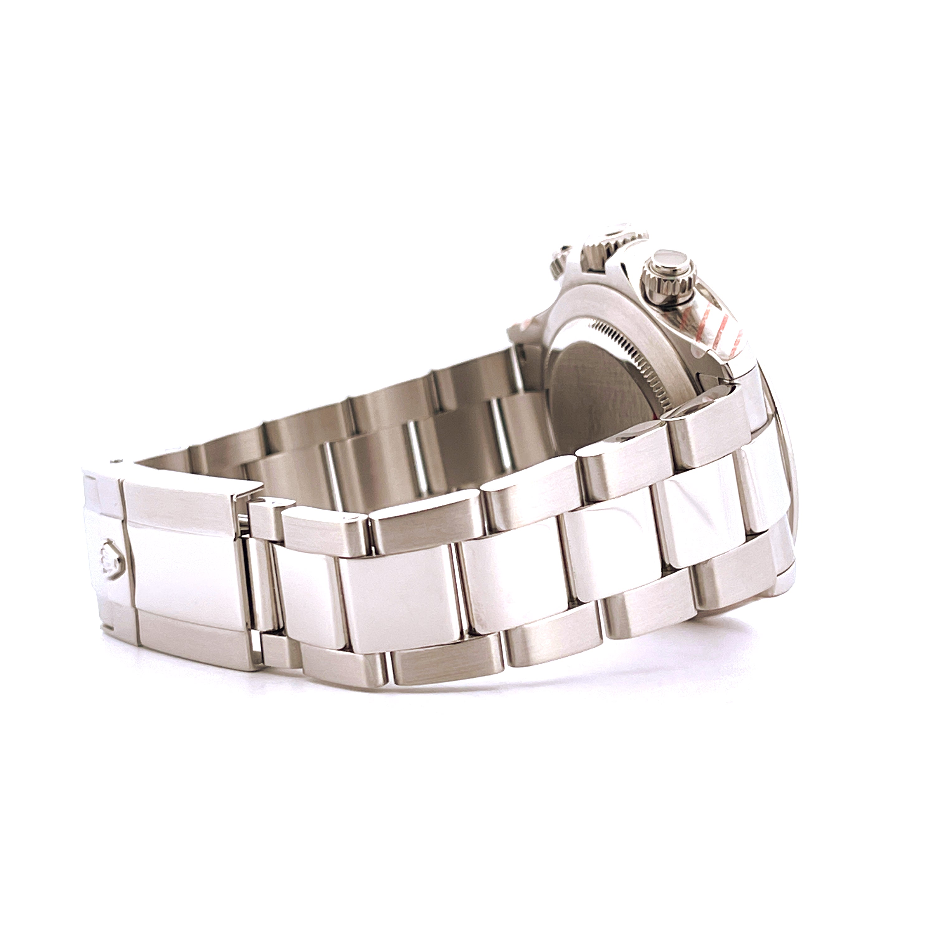 Rolex Daytona 116520 Edelstahl Armband im Detail auf weißem Hintergrund