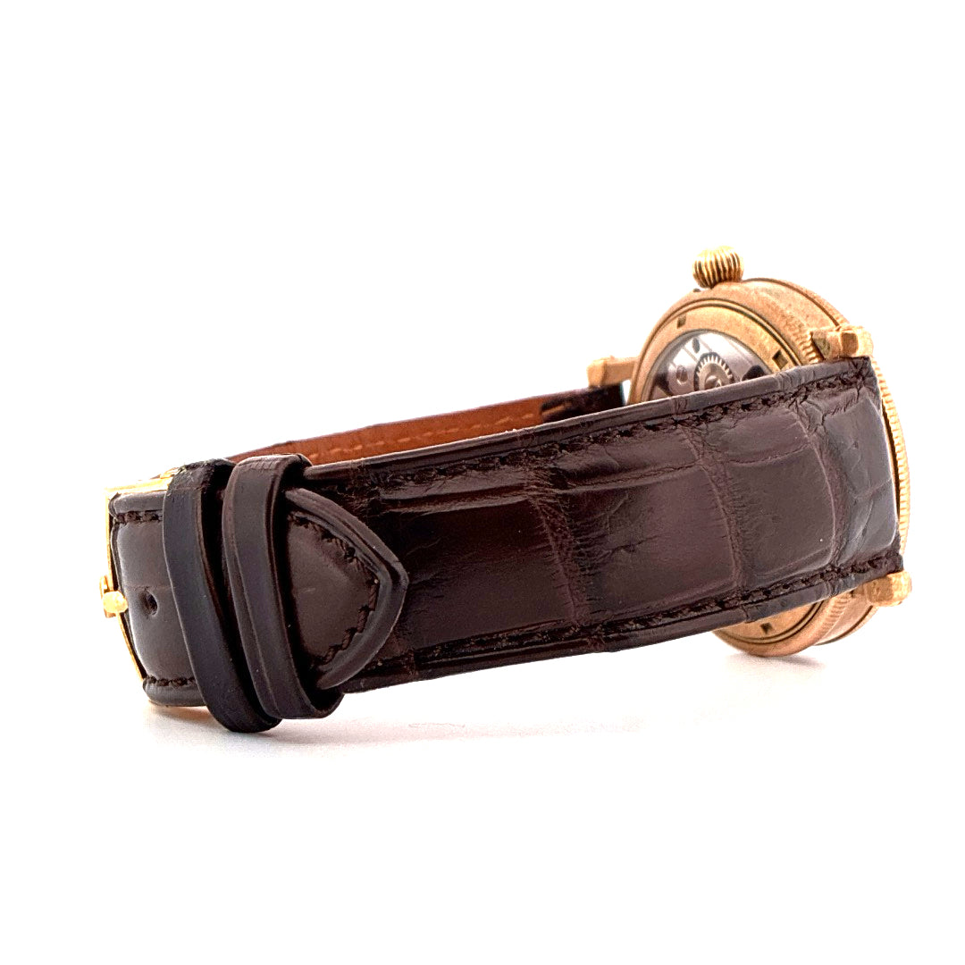 Chrooswiss Regulateur Bronze Handaufzug mit braunem Krokodillederarmband