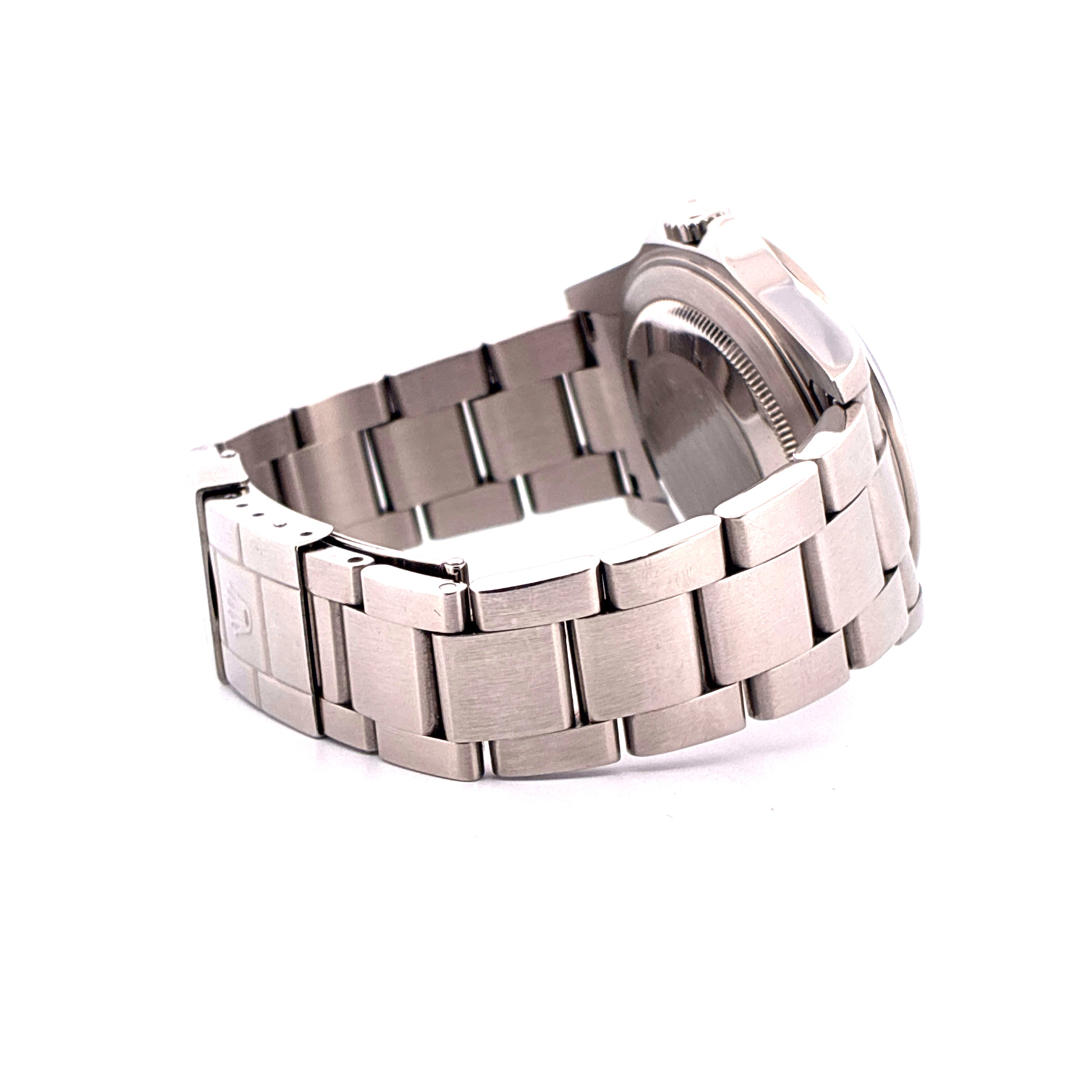 Rolex Explorer II mit weißem Zifferblatt, Stahlarmband, Seitenansicht