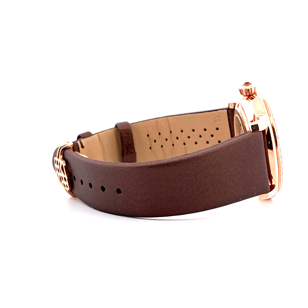 Frederique Constant Heart Beat, Roségold-plated Edelstahl mit braunem Lederarmband