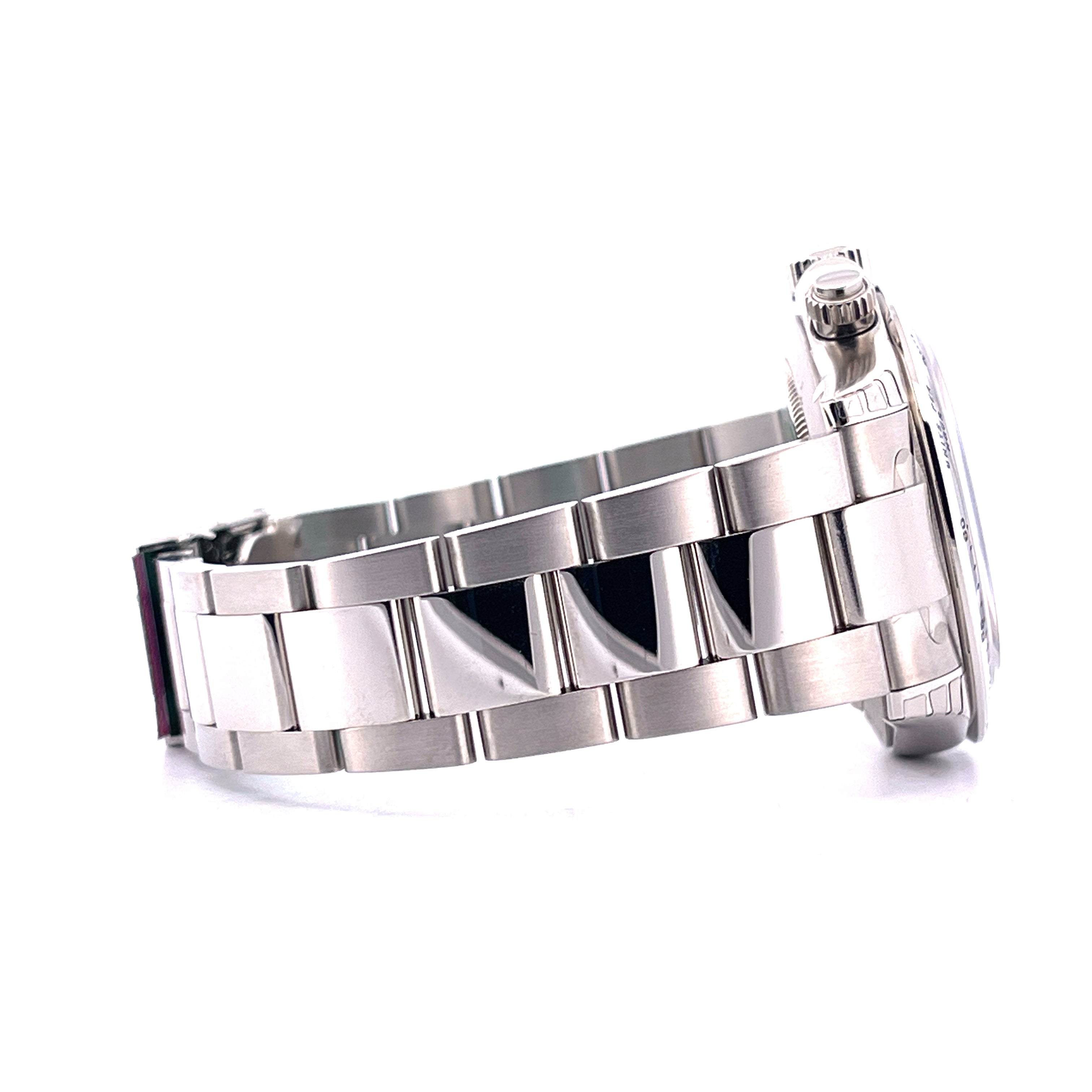 Rolex Daytona 116520 Edelstahl Armband in Seitenansicht mit weißem Hintergrund