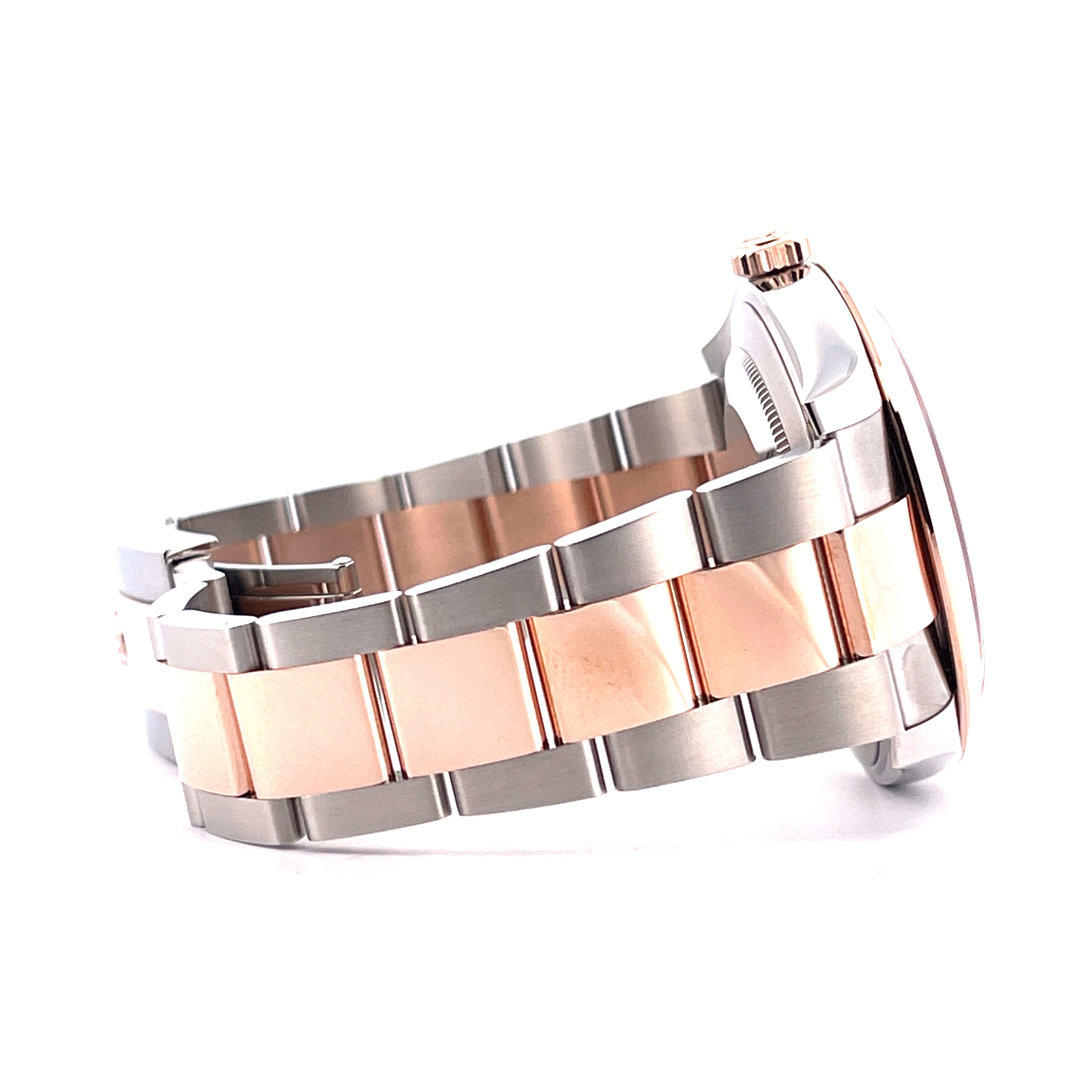 Rolex Datejust 41 aus Stahl und Gold in Seitenansicht mit bicolor Oyster-Band