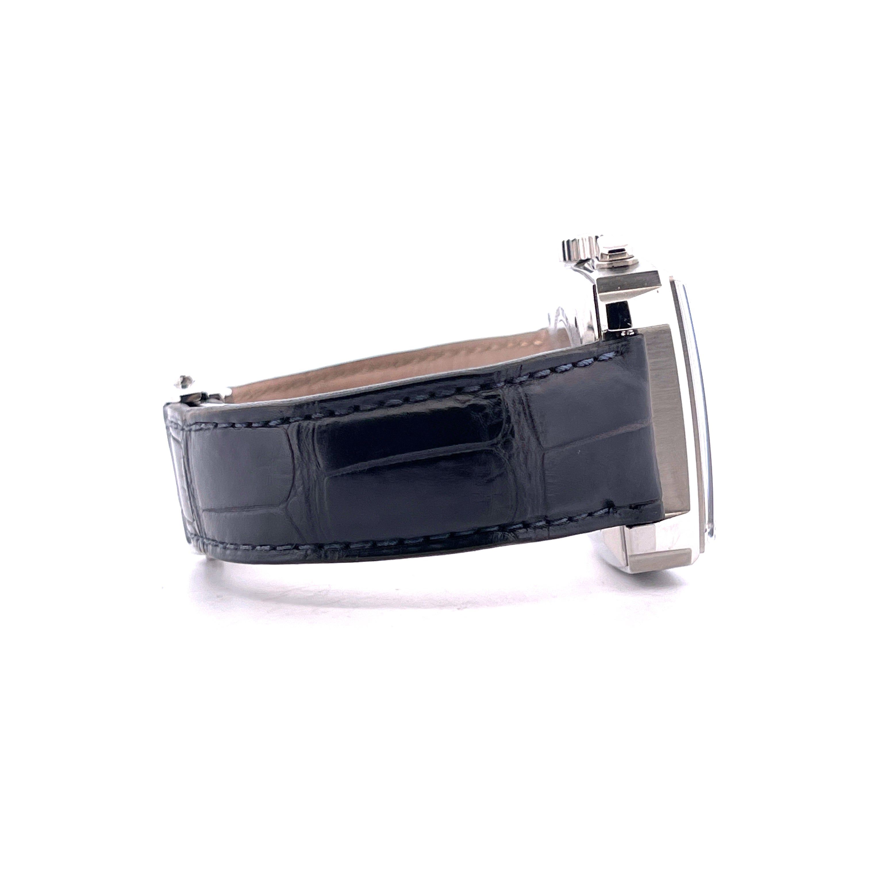Tag Heuer Monaco CAW2111 mit blauem Lederarmband in Seitenansicht