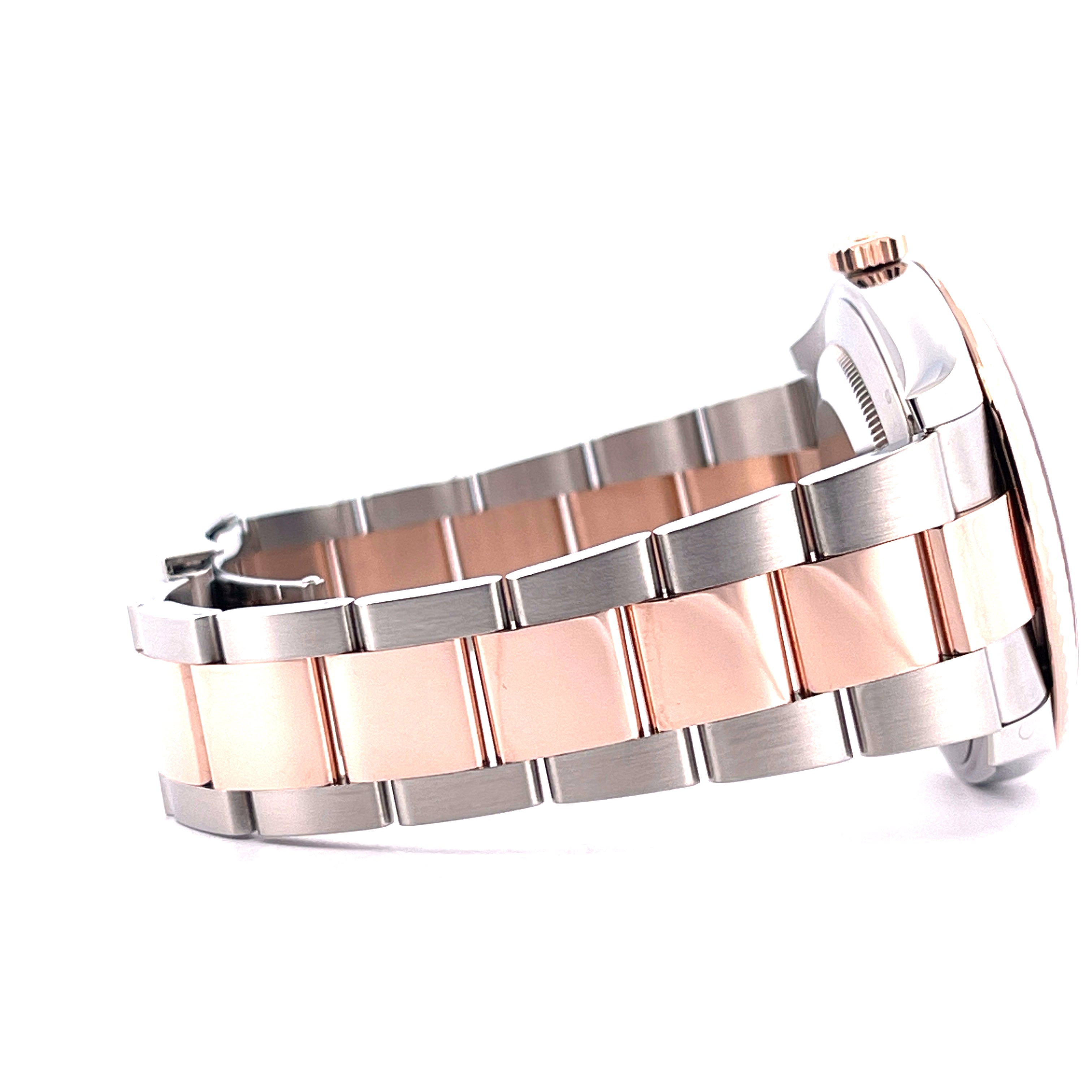 Rolex Datejust 41 Wimbledon Oyster, Stahl und Roségold, Seitenansicht des Armbands