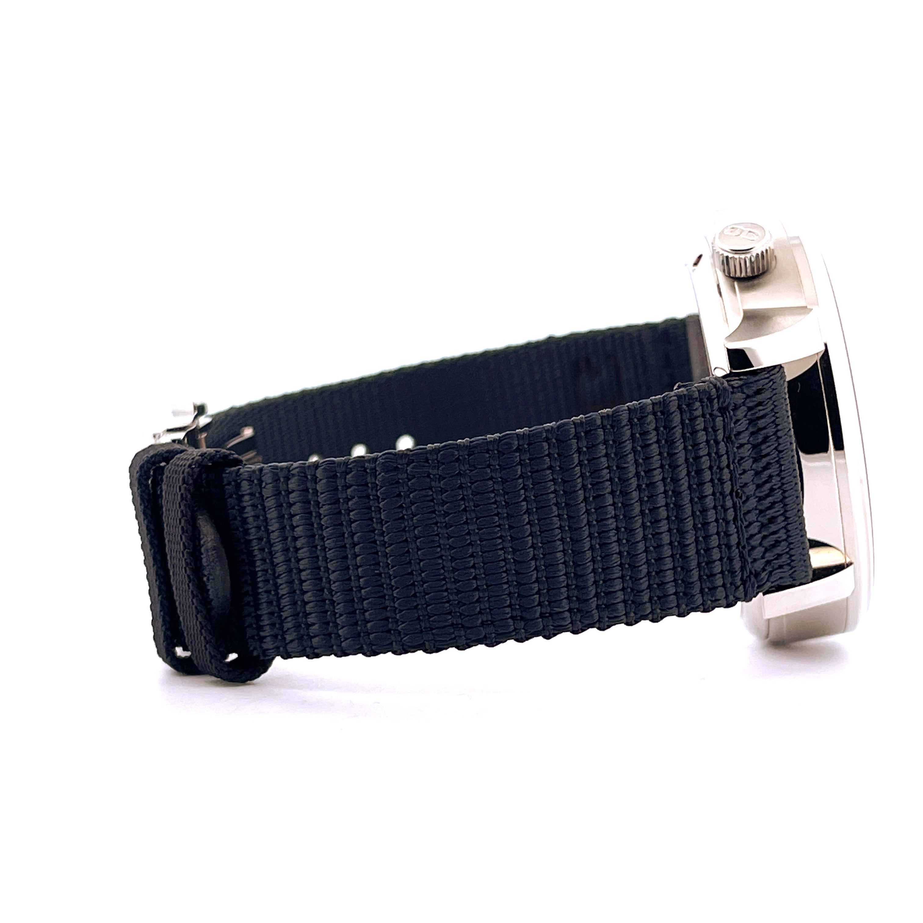 Glashütte Original Senator Cosmopolite Seitenansicht mit schwarzem Textilarmband