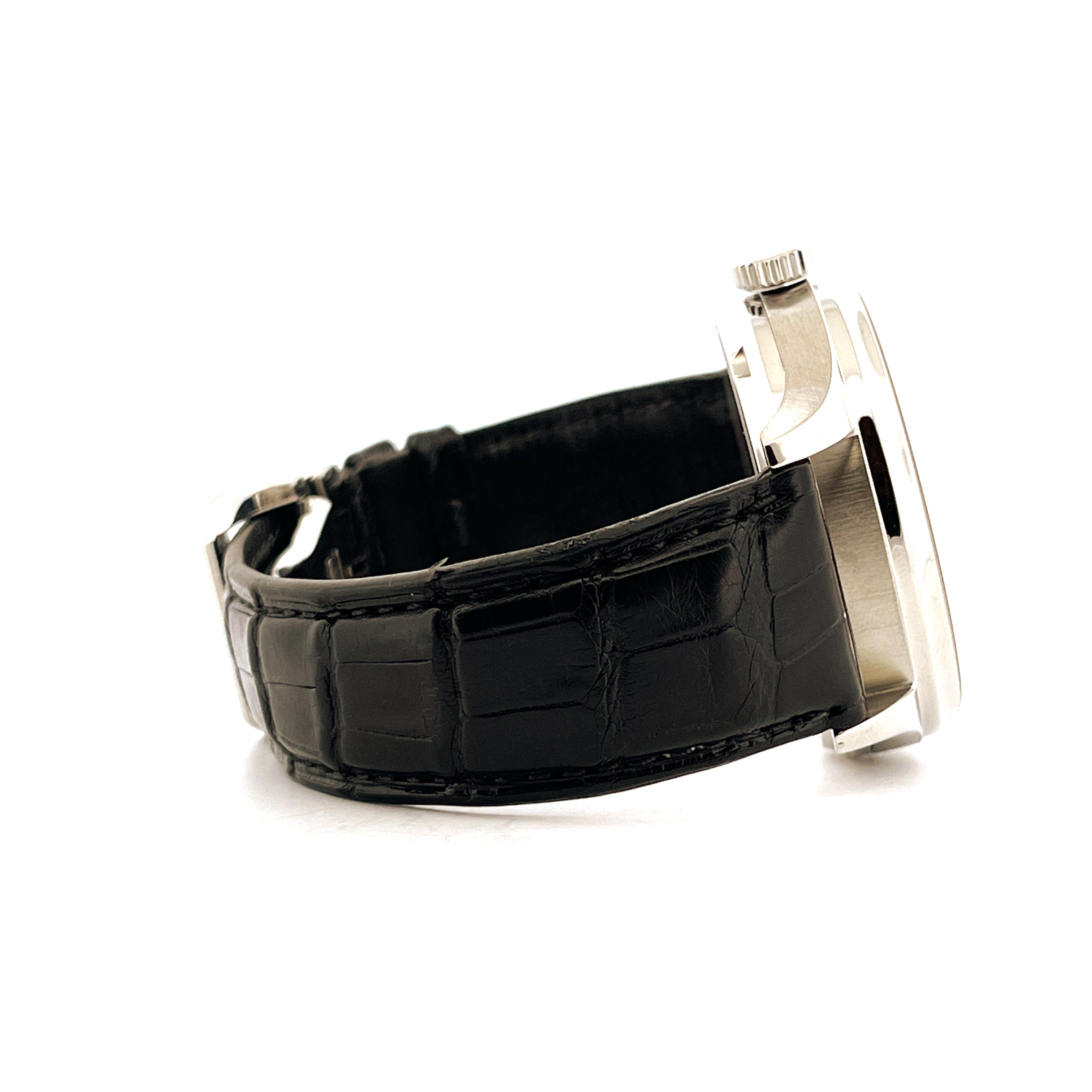 IWC Portuguese Automatic 7 Days mit schwarzem Krokodillederarmband in Seitenansicht