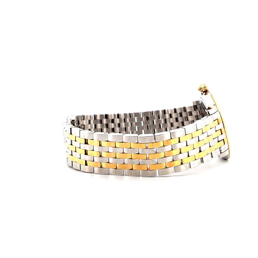 Frederique Constant Ladies Slimline Mid Size aus Stahl und Gelbgold Detailansicht des zweifarbigen Armbands