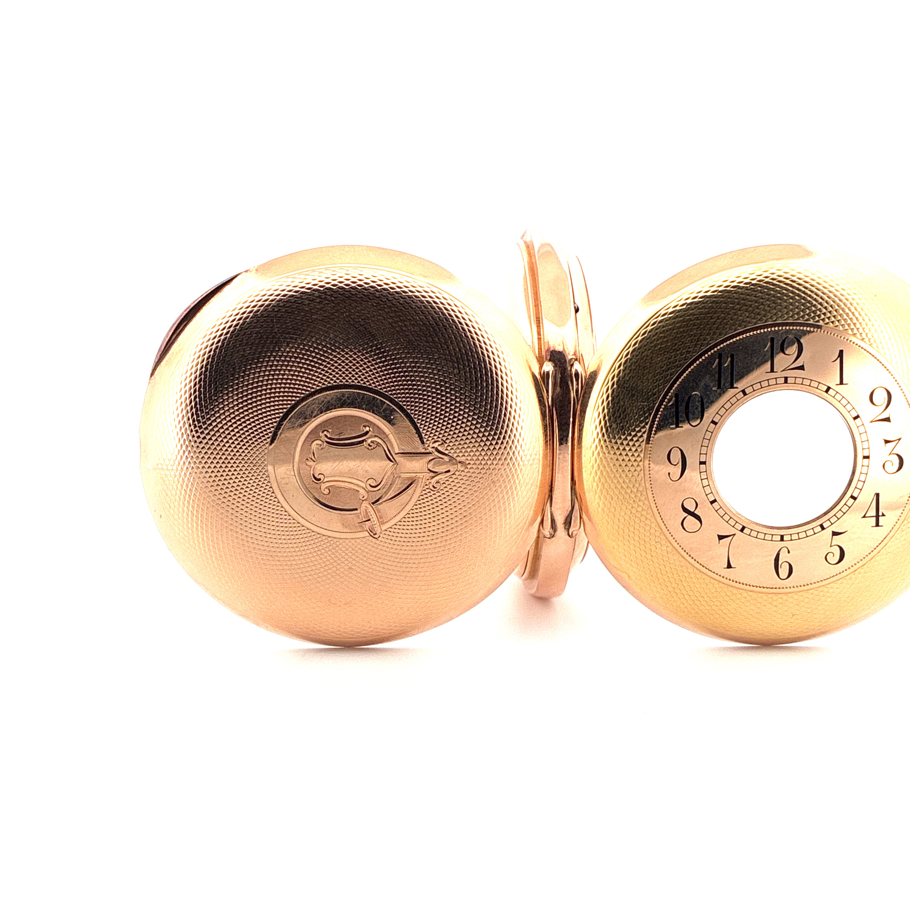 IWC Pocket Watch 14K Gold im geöffneten Zustand auf weißem Hintergrund