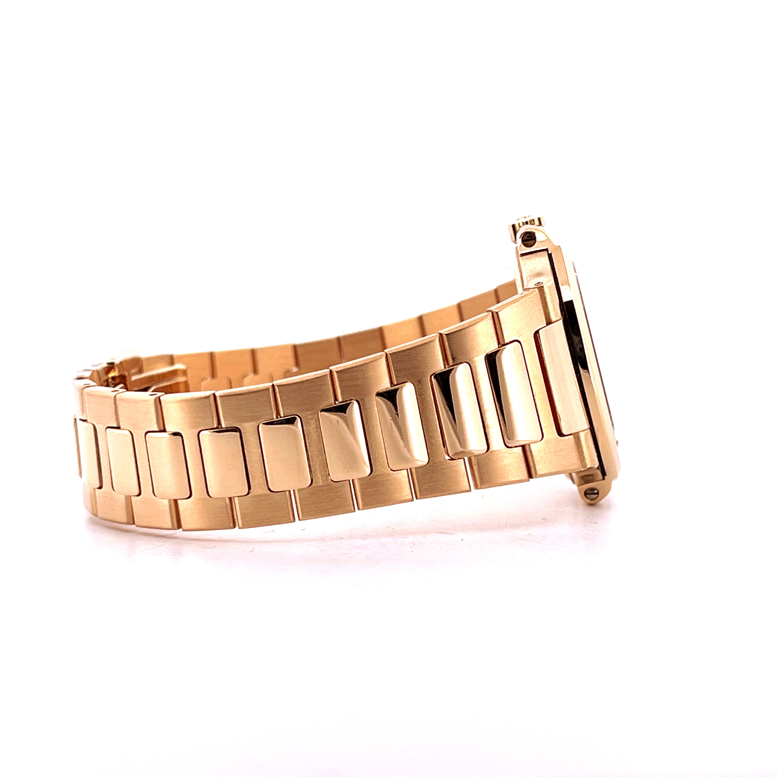 Patek Philippe Nautilus Lady 7010 Roségold Armband in Seitenansicht auf weißem Hintergrund
