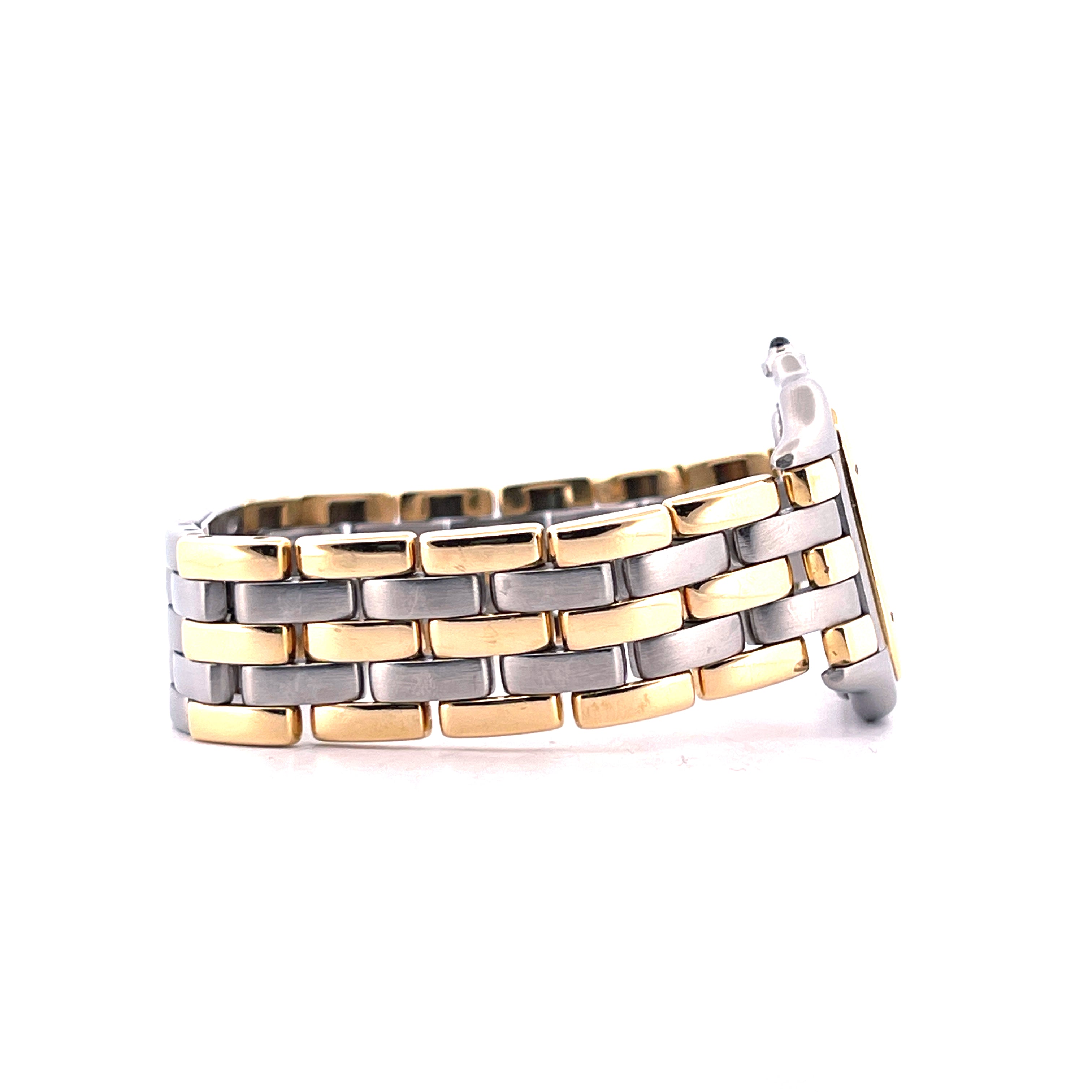 Cartier Panthere Jumbo Vintage Armbanduhr aus Edelstahl und Gelbgold in Seitenansicht