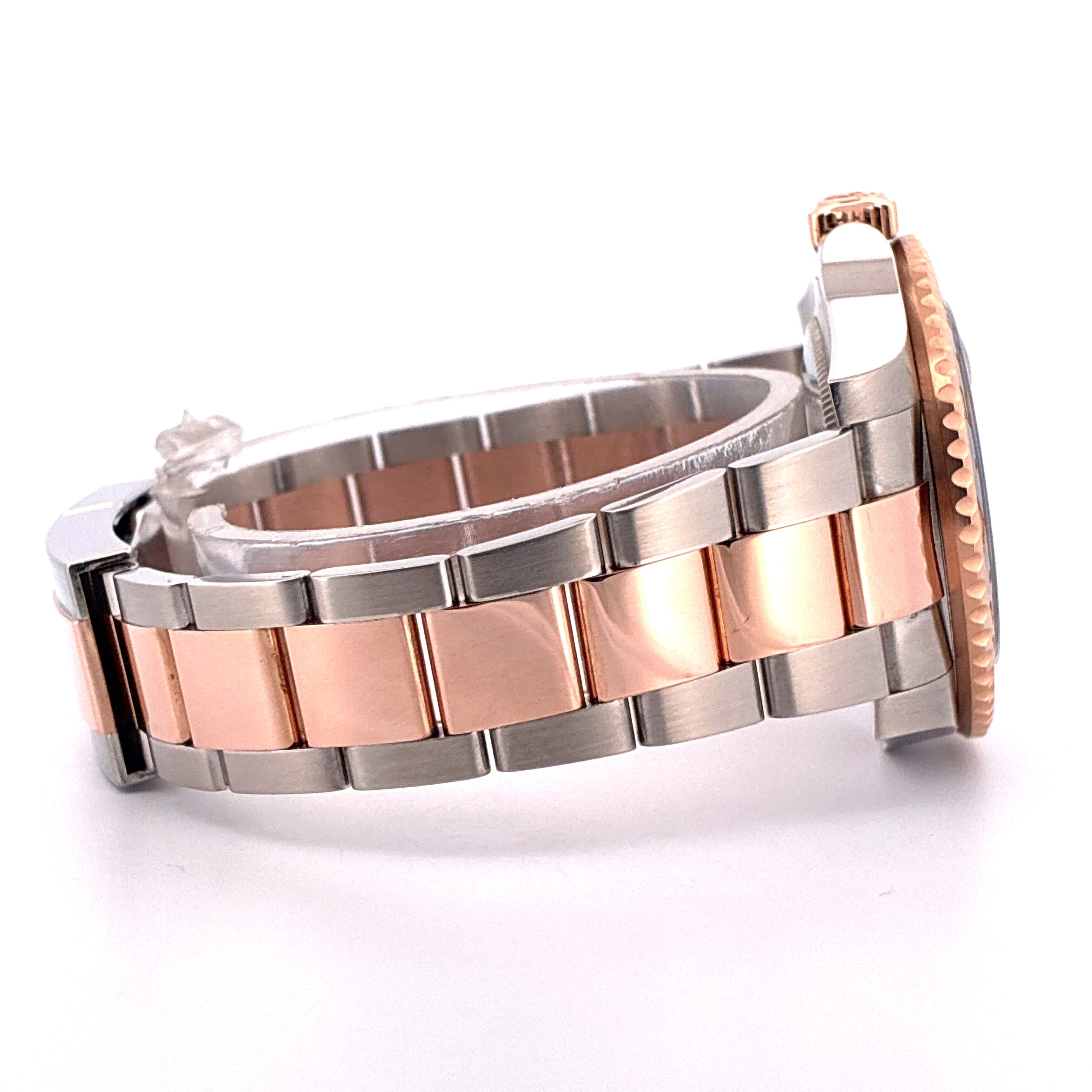 Rolex Rootbeer 40 mm Stahl/Gold-Kombination mit zweifarbigem Armband im Detail