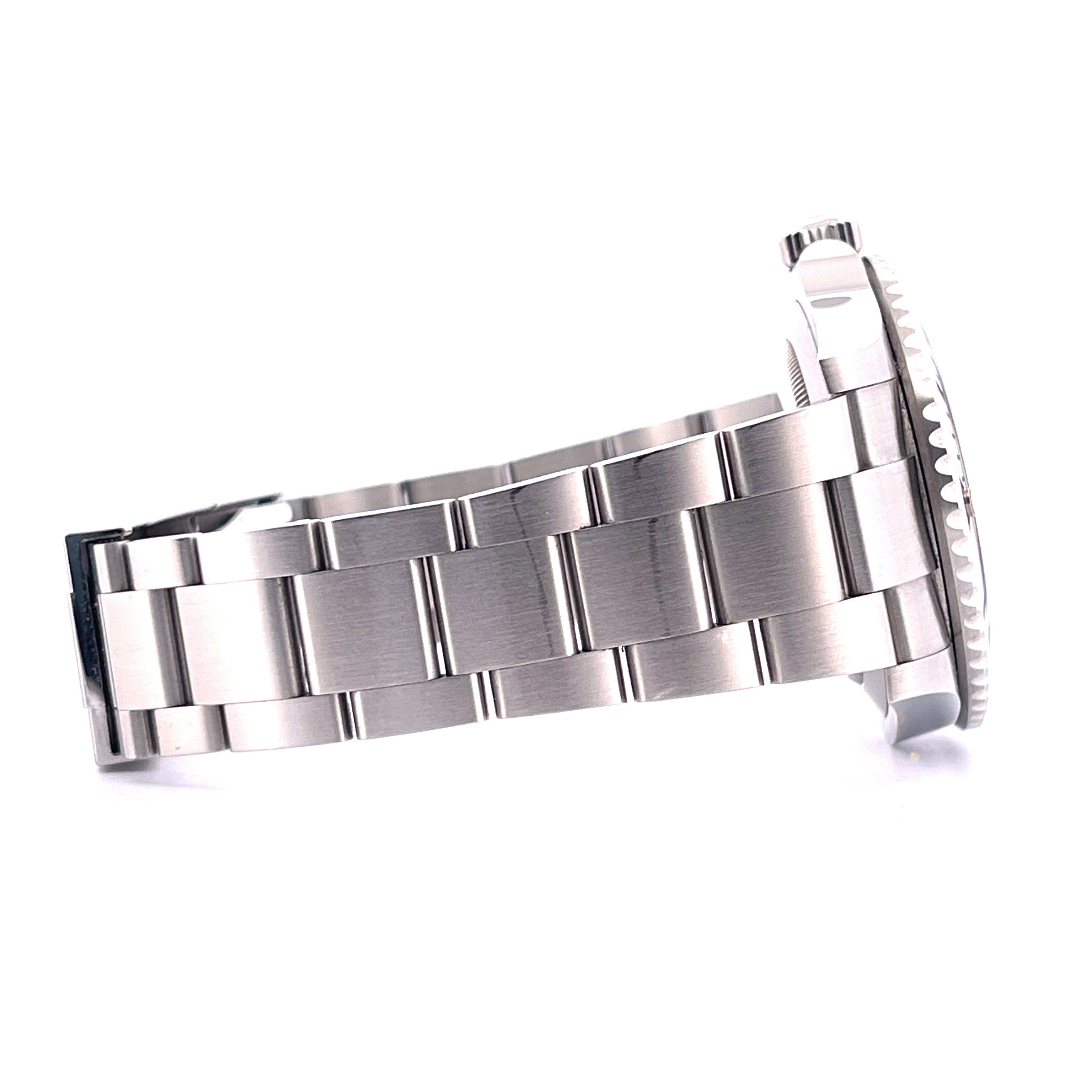 Rolex Submariner No Date 41 mm Stahl Automatik Armband von der Seite auf weißem Hintergrund