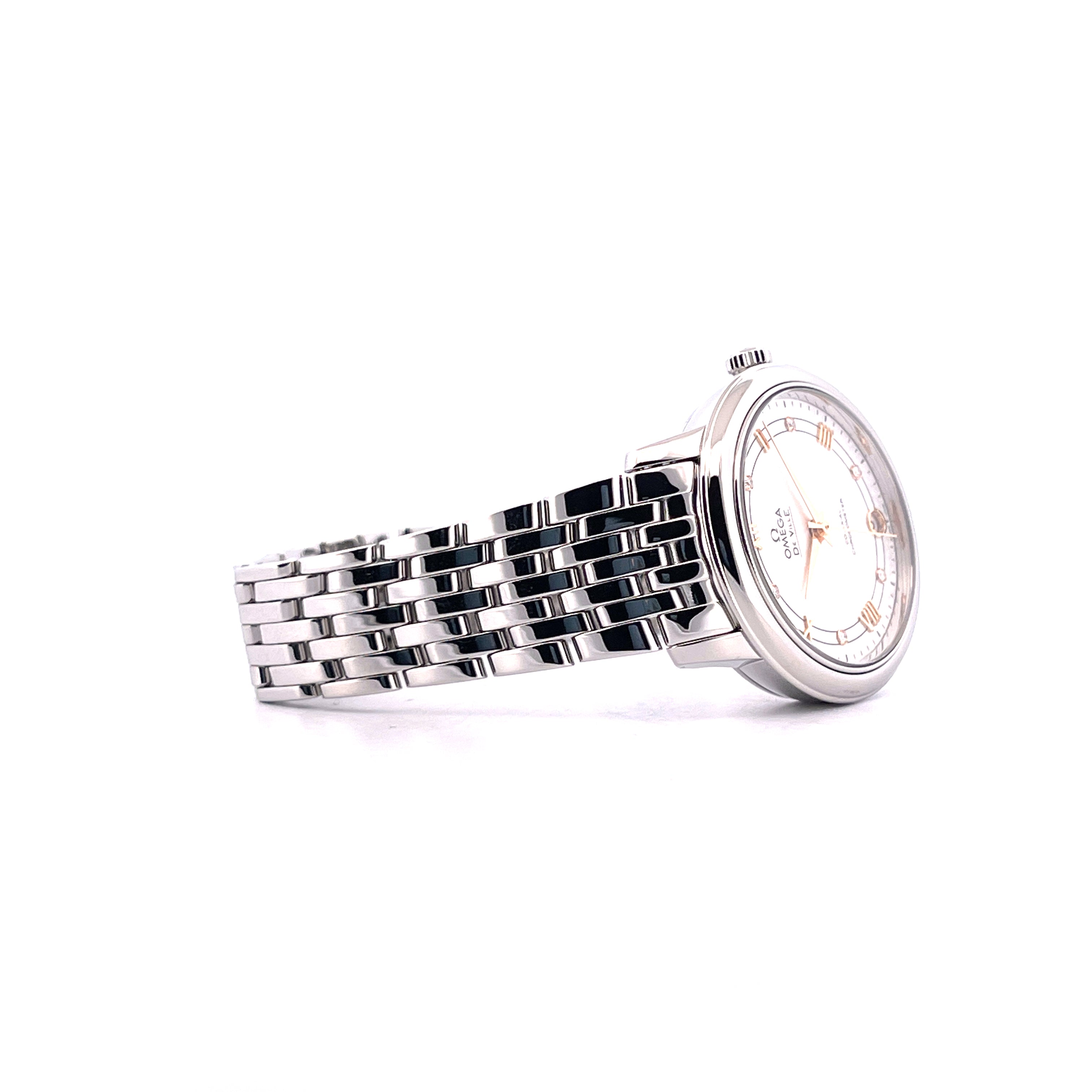 Omega De Ville Prestige Lady Automatik in Stahl mit silbernem Zifferblatt und Gliederarmband