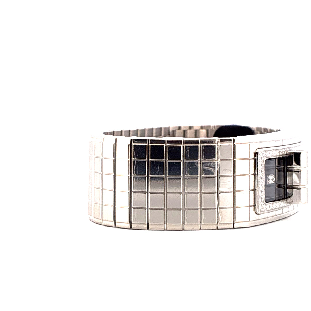Chanel Code Coco neuwertig mit Edelstahlgehäuse, Diamanten und quadratischem Zifferblatt