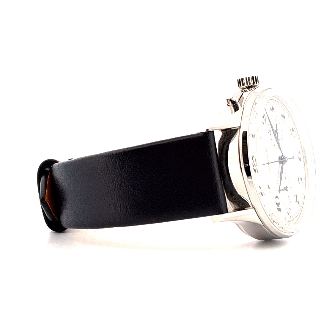 Longines Heritage Classic Automatic 40 mm Edelstahl mit schwarzem Lederband, neuwertig