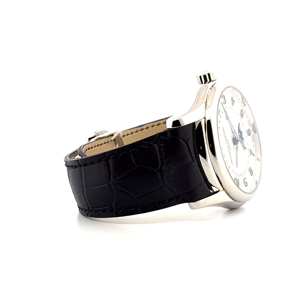 Frederique Constant Runabout Moonphase Limited Edition Automatik Herrenuhr Edelstahl schwarz Krokoleder