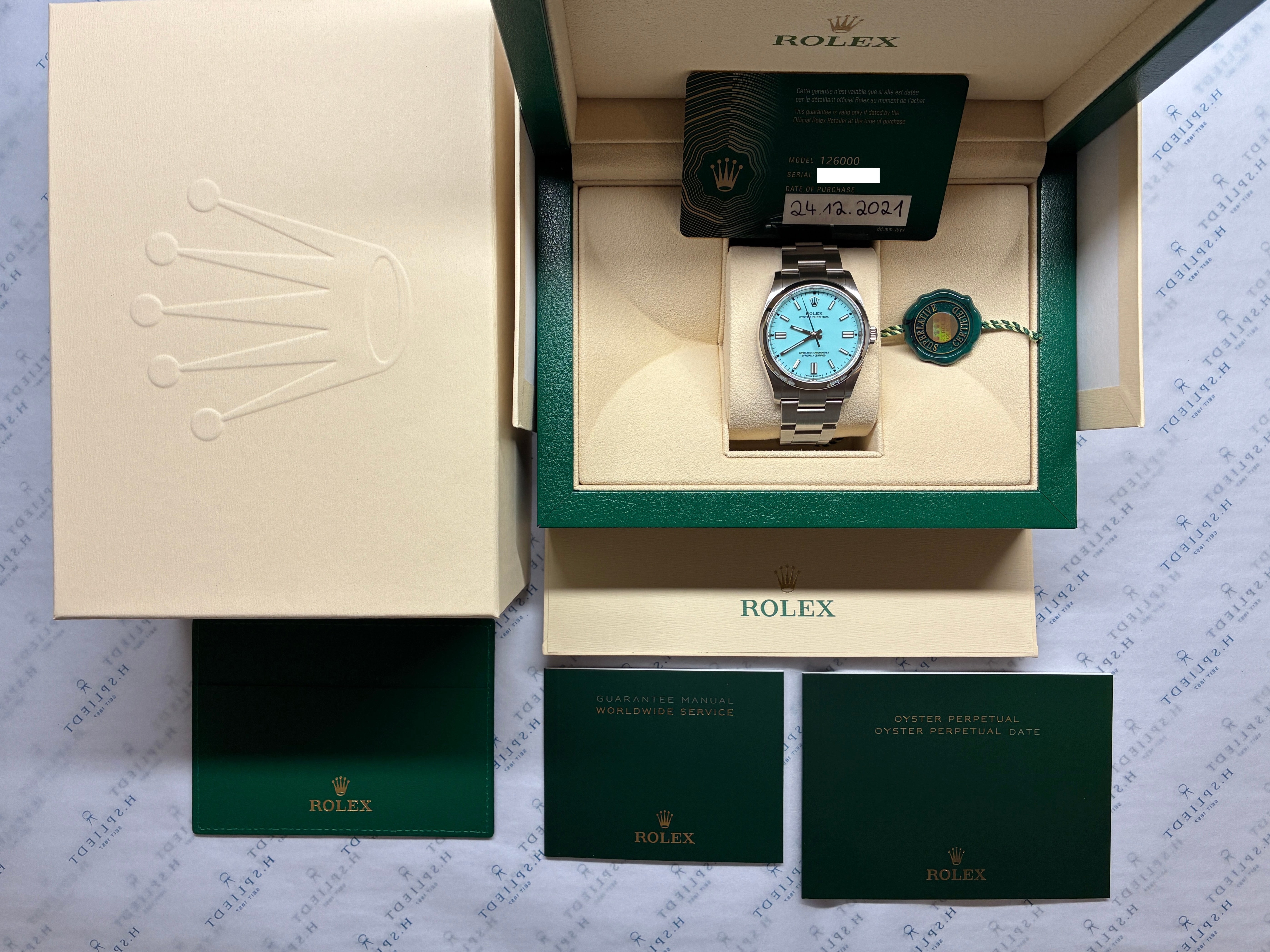 Oyster Perpetual 36 / Tiffany Dial / very good condt. / Box & Papers / 2021