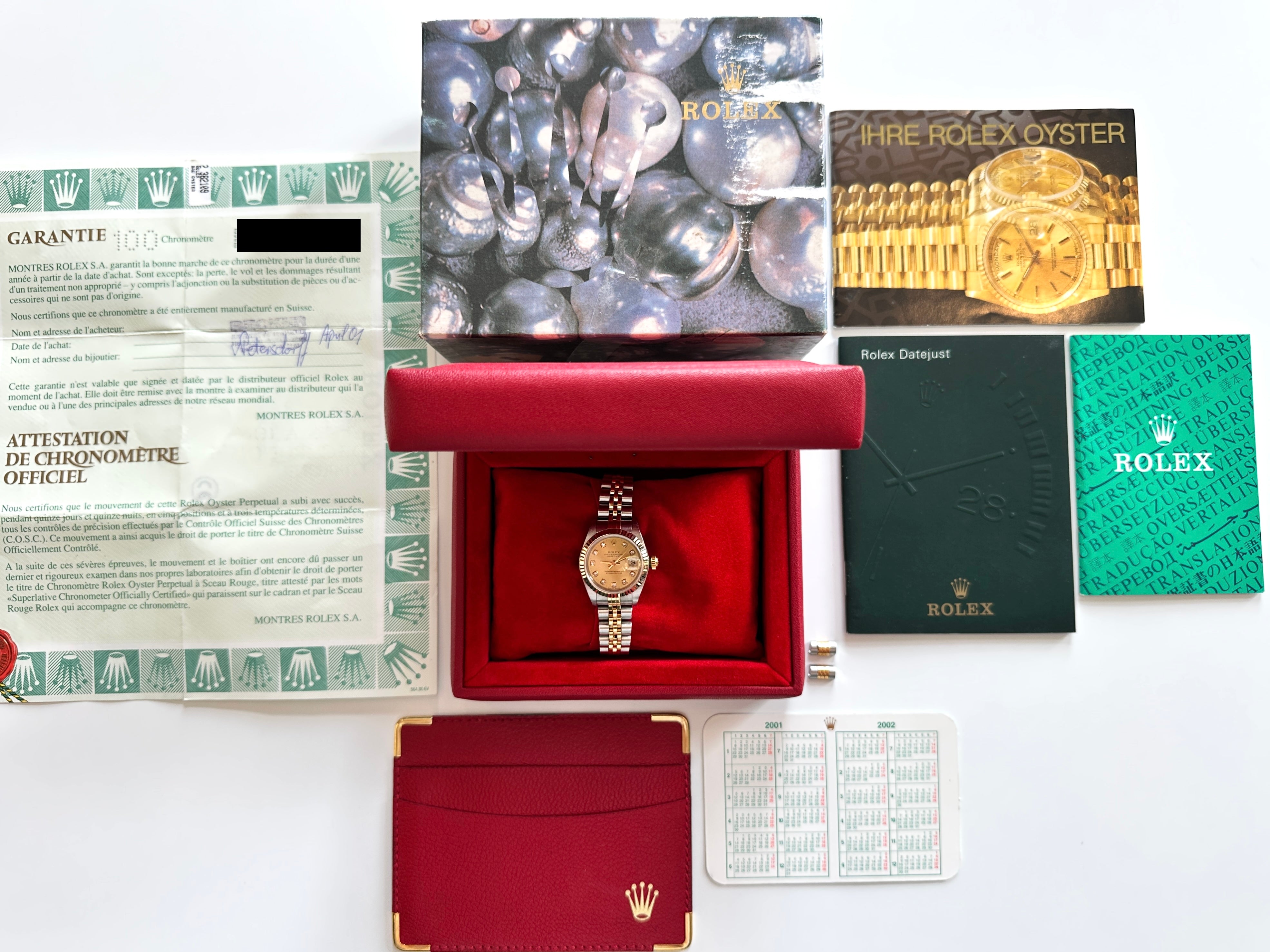 Rolex Lady-Datejust Bicolor 26mm mit Papieren und Box, Zifferblatt mit 10 Indizes, Armband und Schließe aus Gold und Stahl