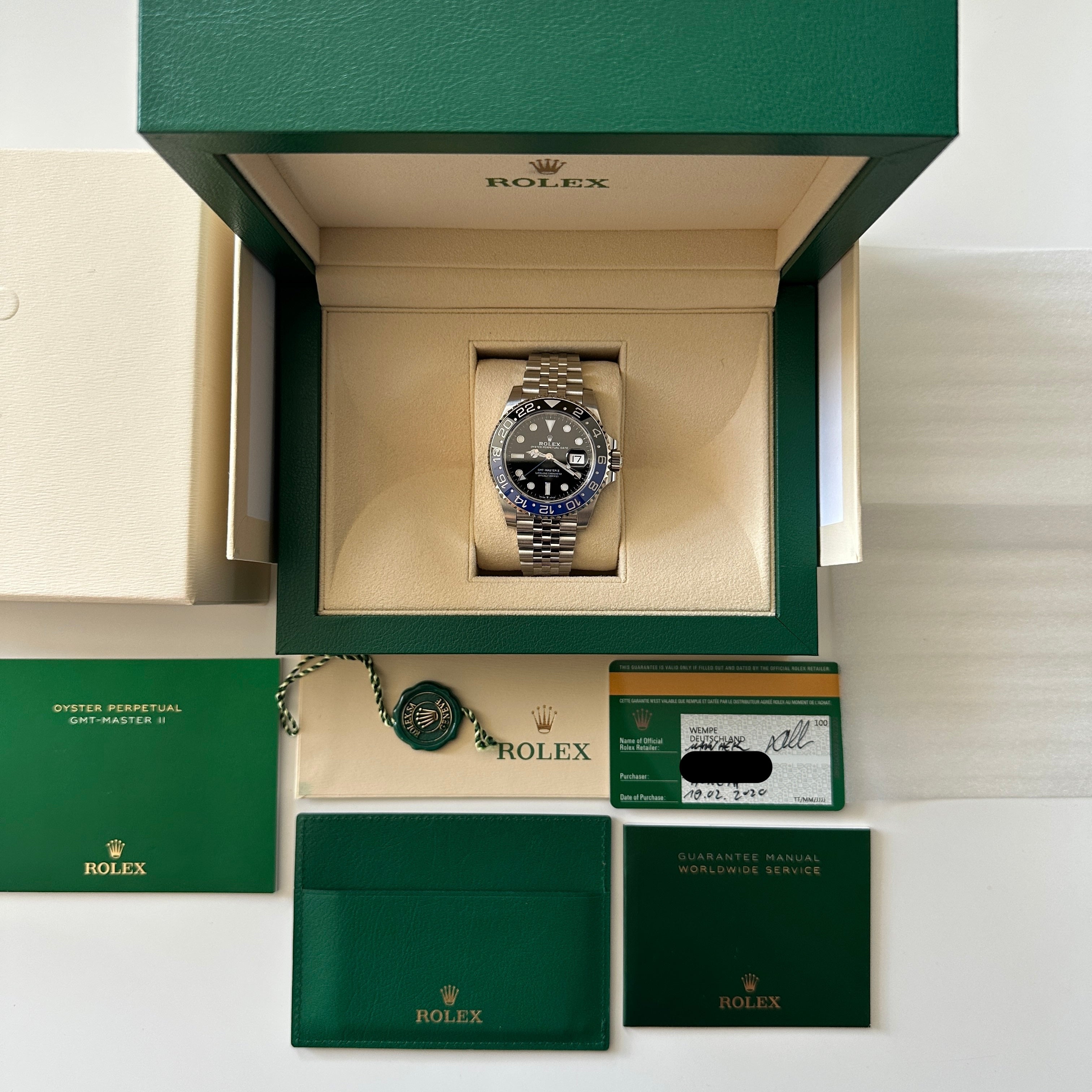 GMT-Master II Batman Jubilee / very good Condition / LC100 / Box and Paper / 2020