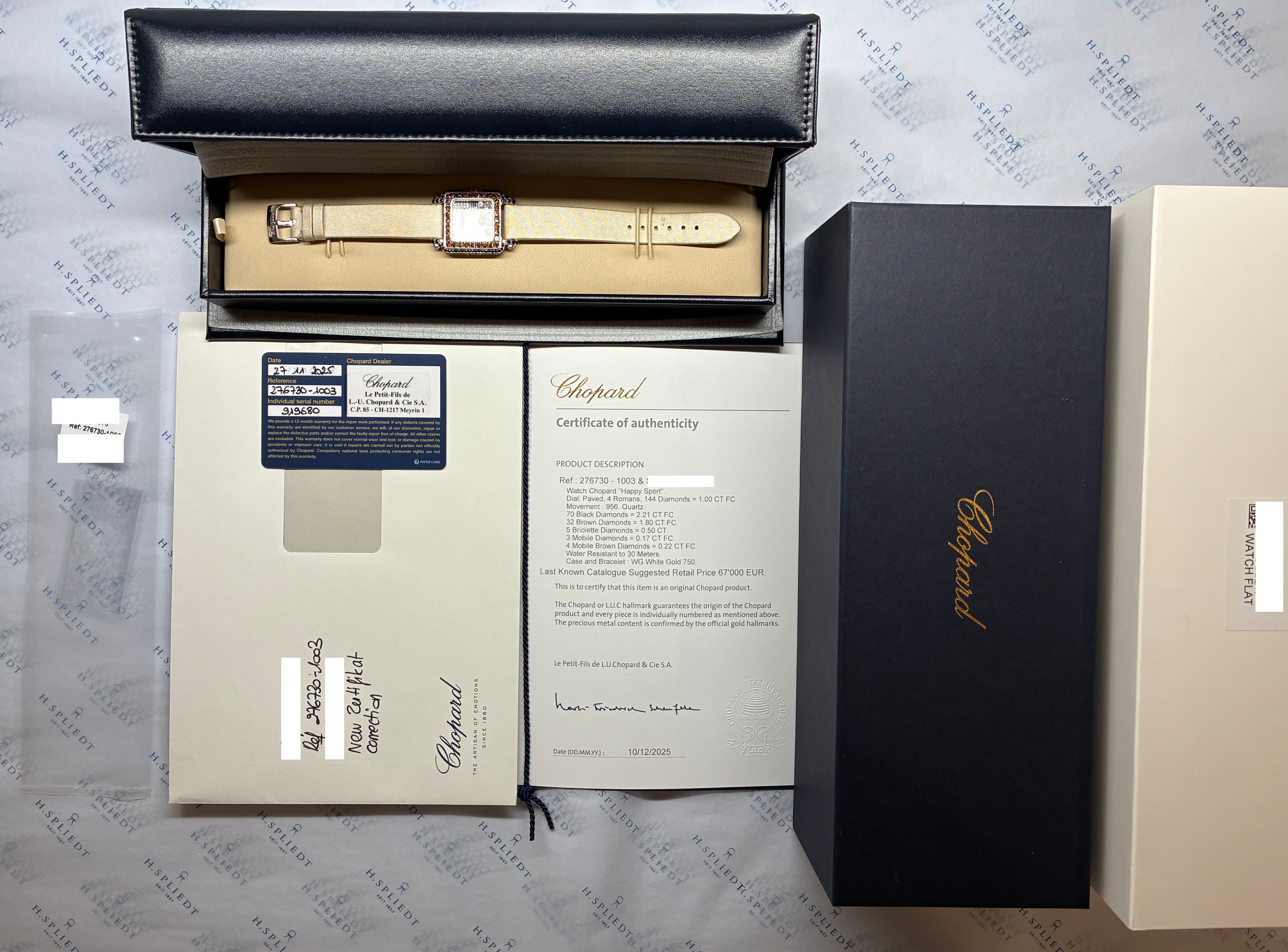 Happy Sport / Quartz / Diamonds / very rare / Whitegold / Box / Chopard Certificate of authenticity / Retail EUR 67.000,0