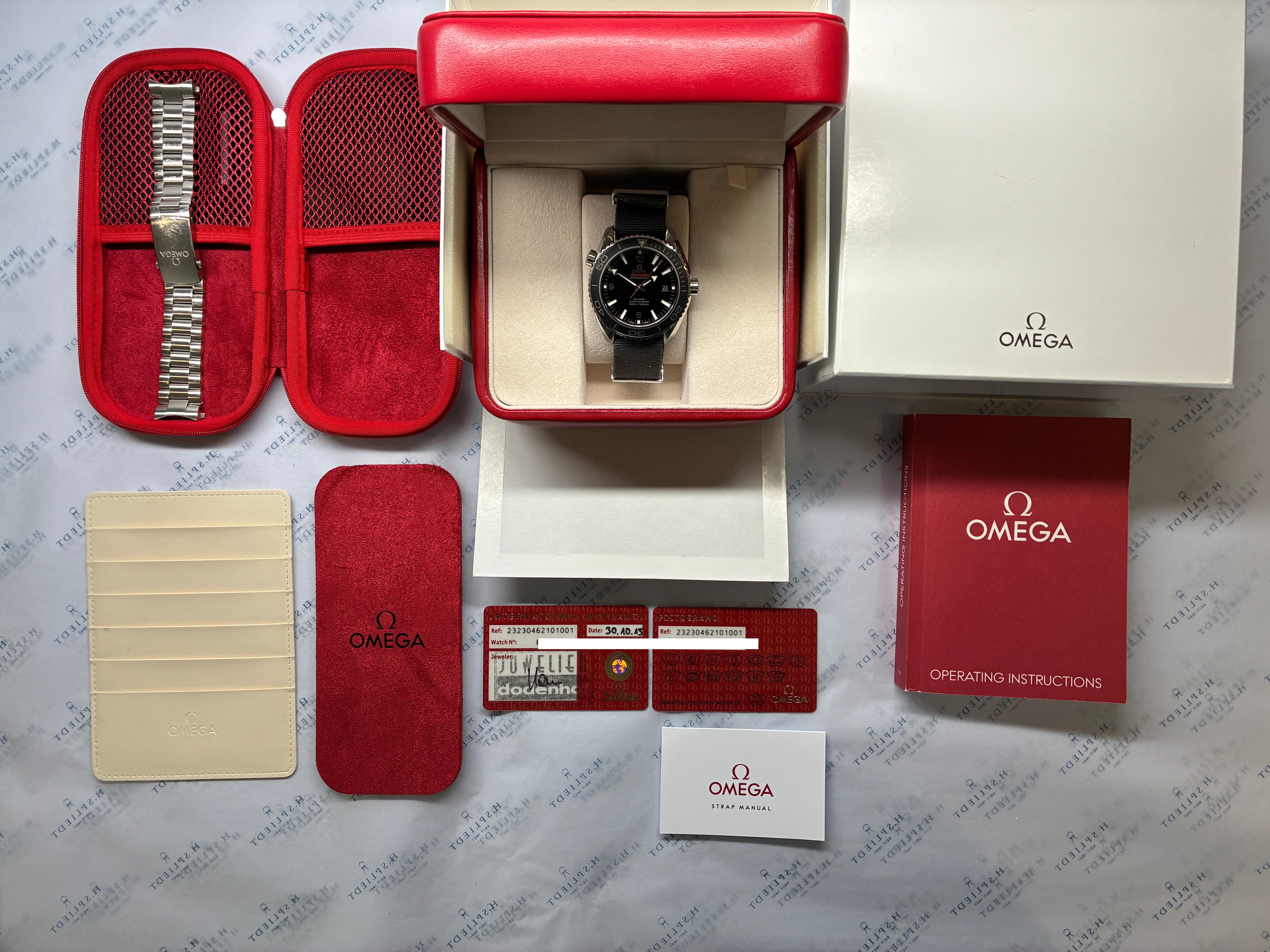 Omega Seamaster Planet Ocean Full-Set 2015 mit Ersatzarmband und Dokumentation aufgemacht